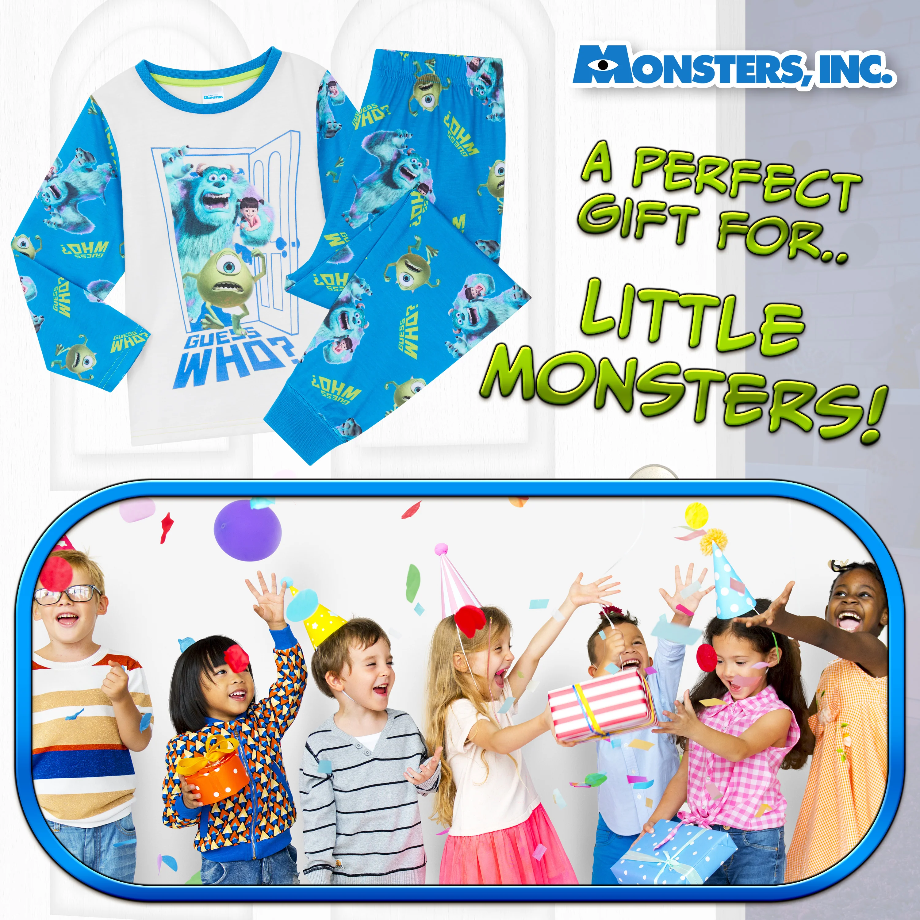 Disney Monsters Inc Pyjamas for Kids - 2 Piece Lounge Wear Long Top and Bottoms - Image 2