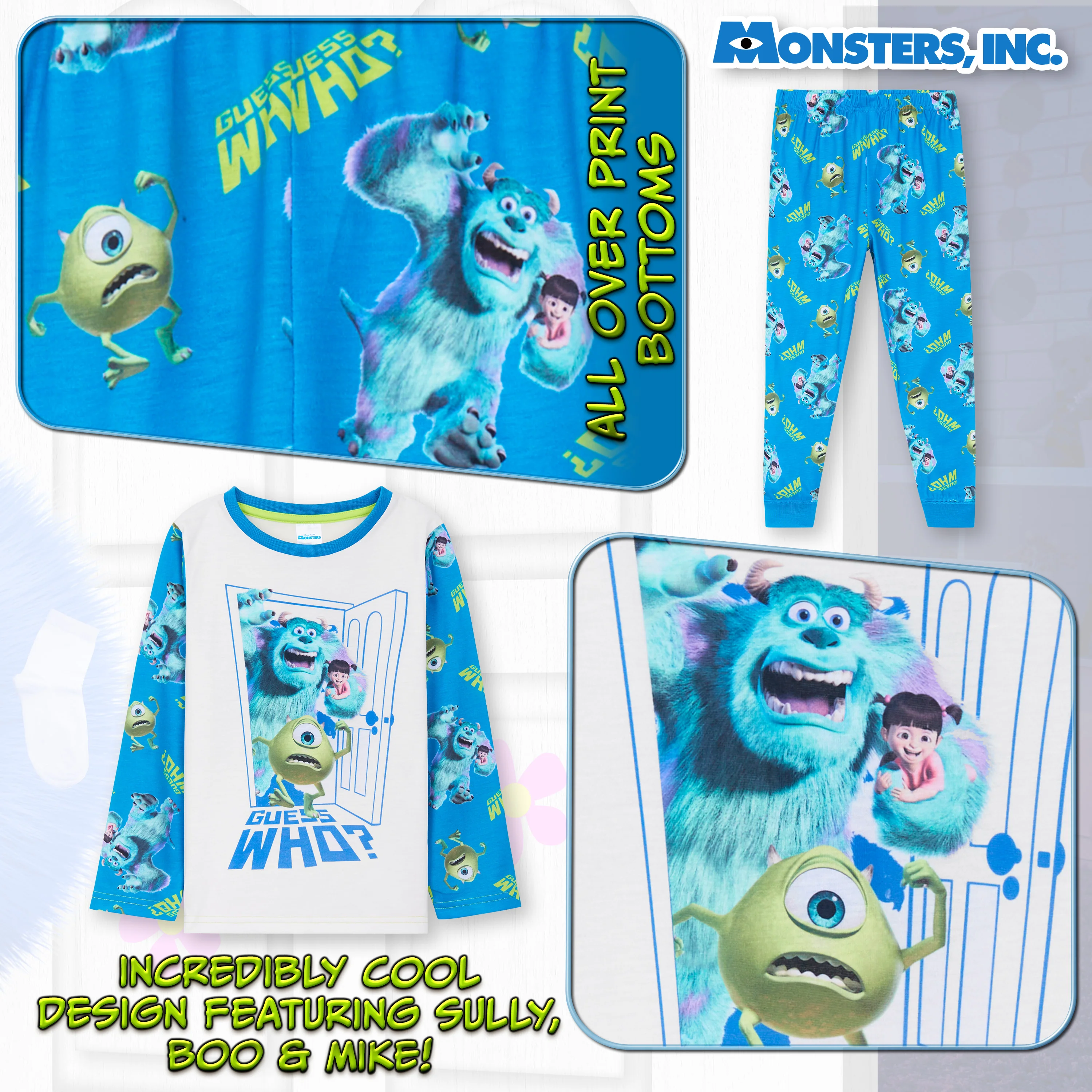 Disney Monsters Inc Pyjamas for Kids - 2 Piece Lounge Wear Long Top and Bottoms - Image 5