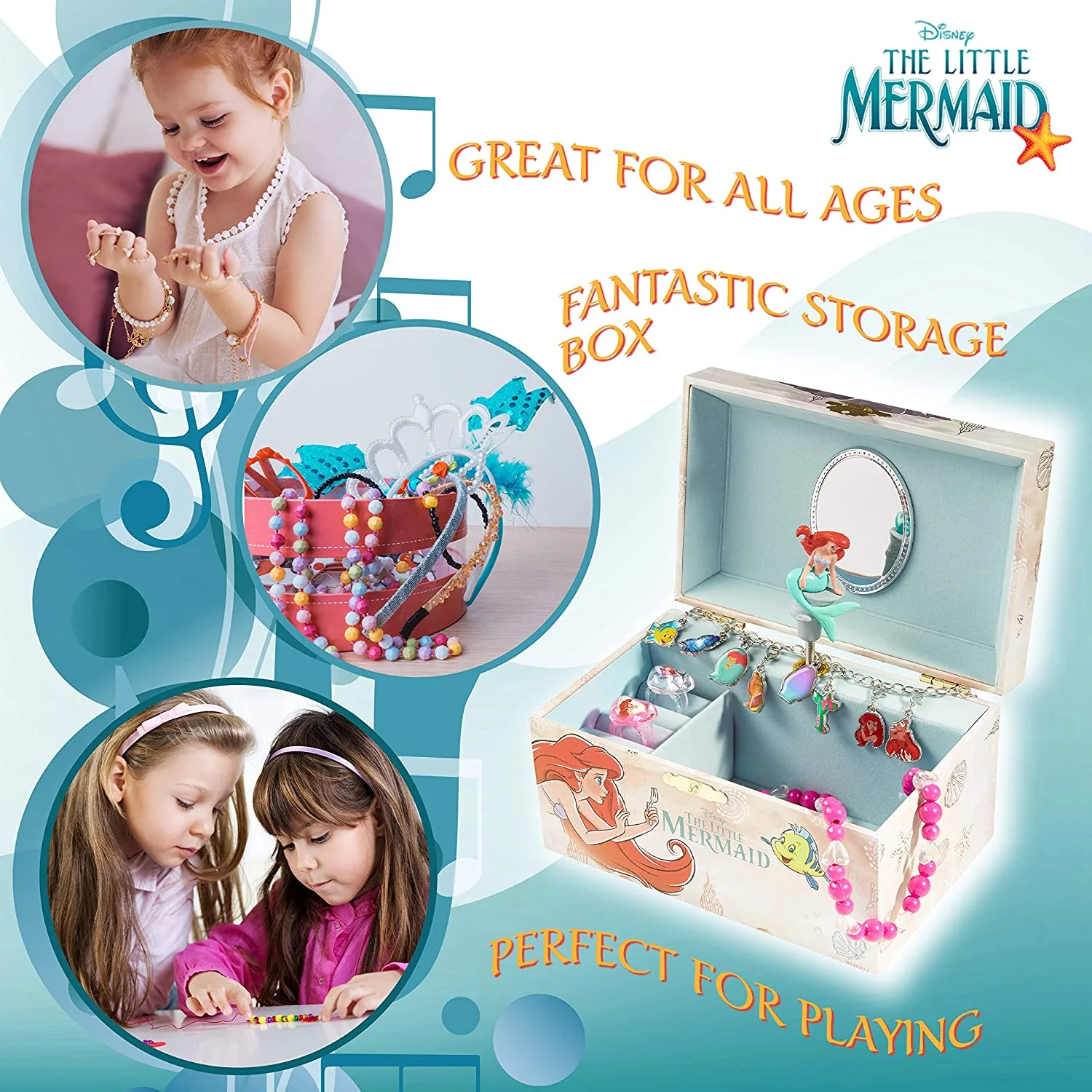 Disney Musical Jewellery Box for Girls - Little Mermaid Musical Jewellery Box - Image 3