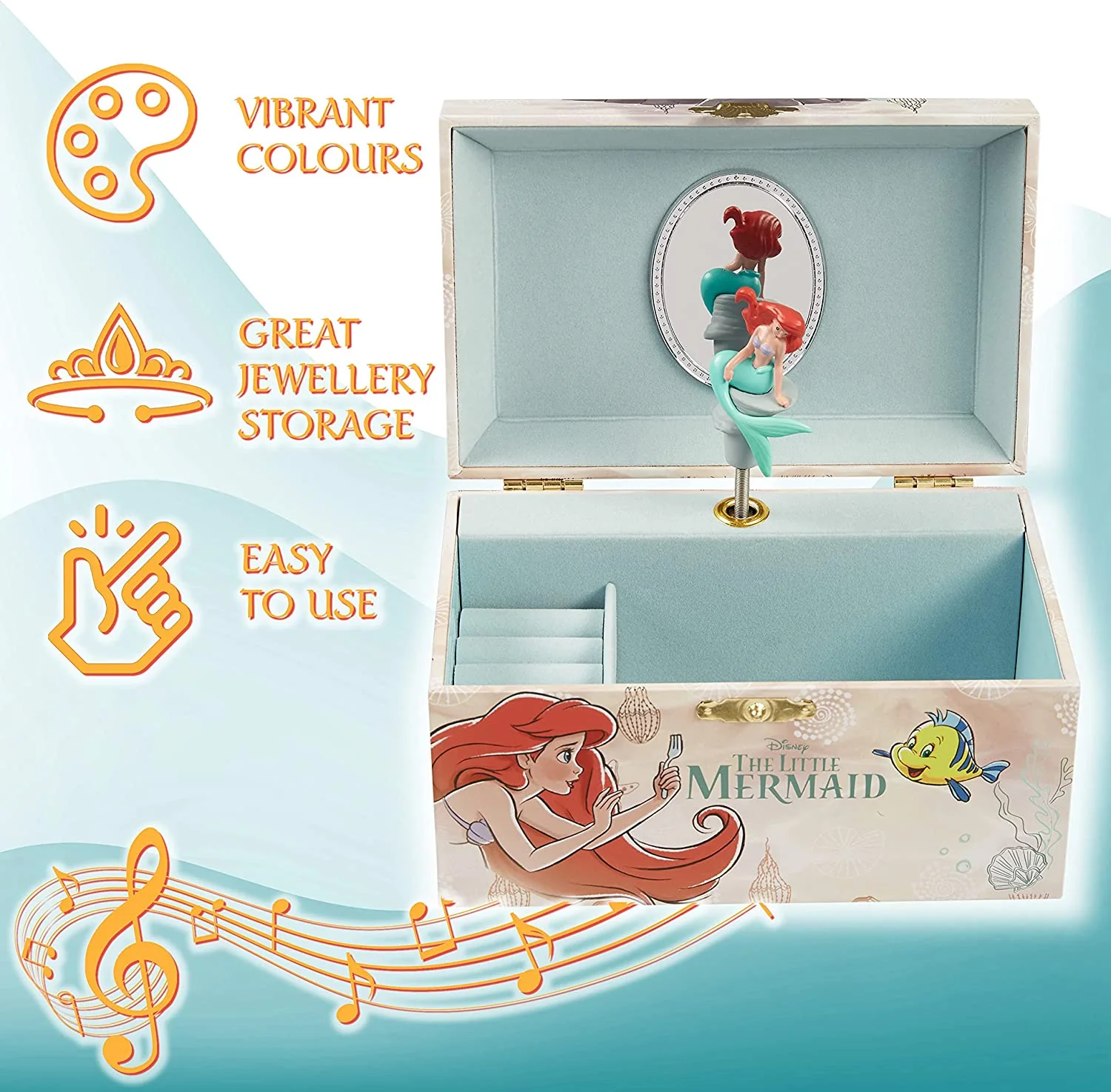 Disney Musical Jewellery Box for Girls - Little Mermaid Musical Jewellery Box - Image 4
