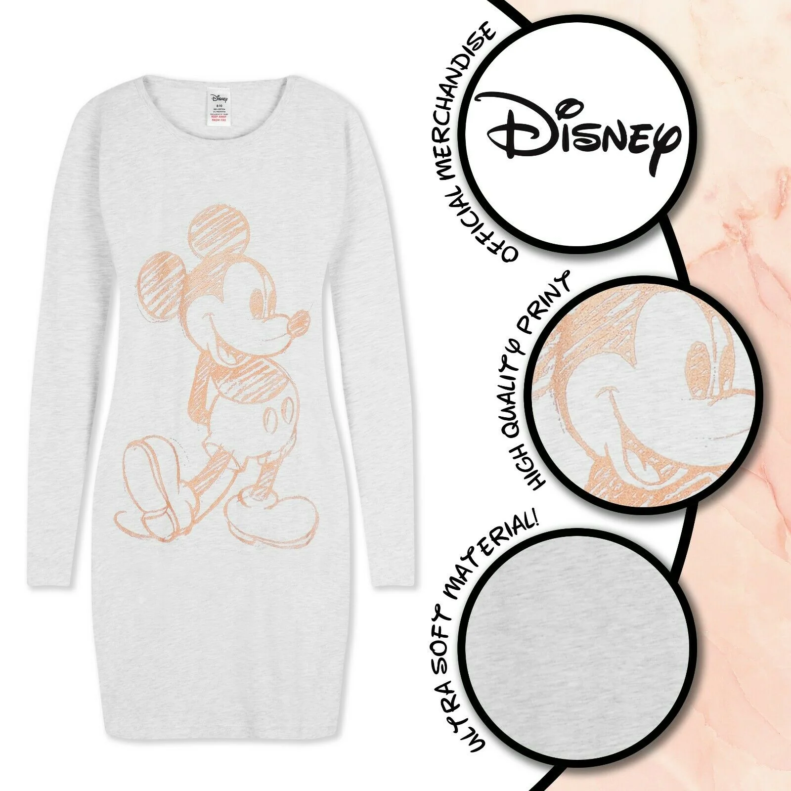 Disney Nightdresses for Women, Mickey Mouse Long Sleeves Nighties for Ladies - Image 2
