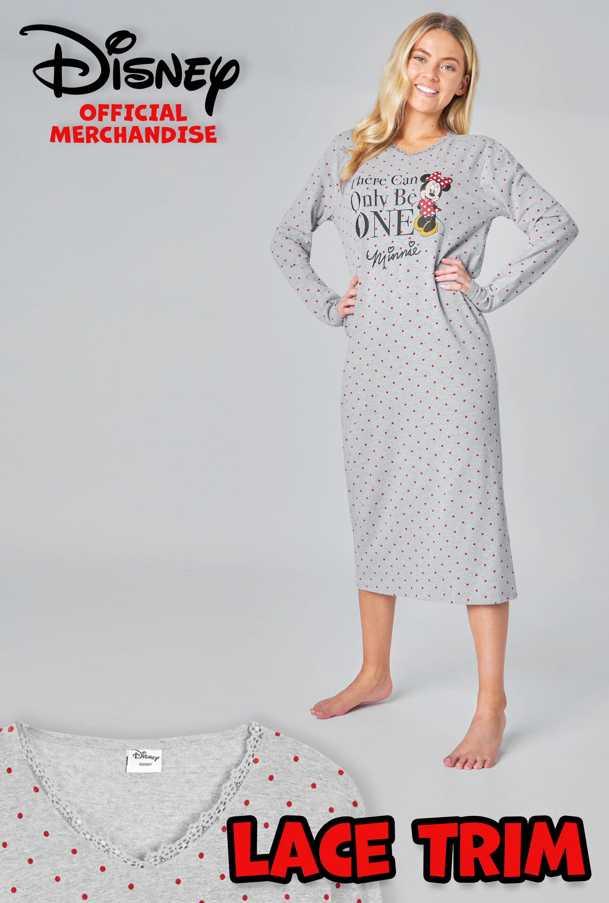 Disney Nighties for Women, Long Sleeve Nightdress - Minnie Mouse - Image 5