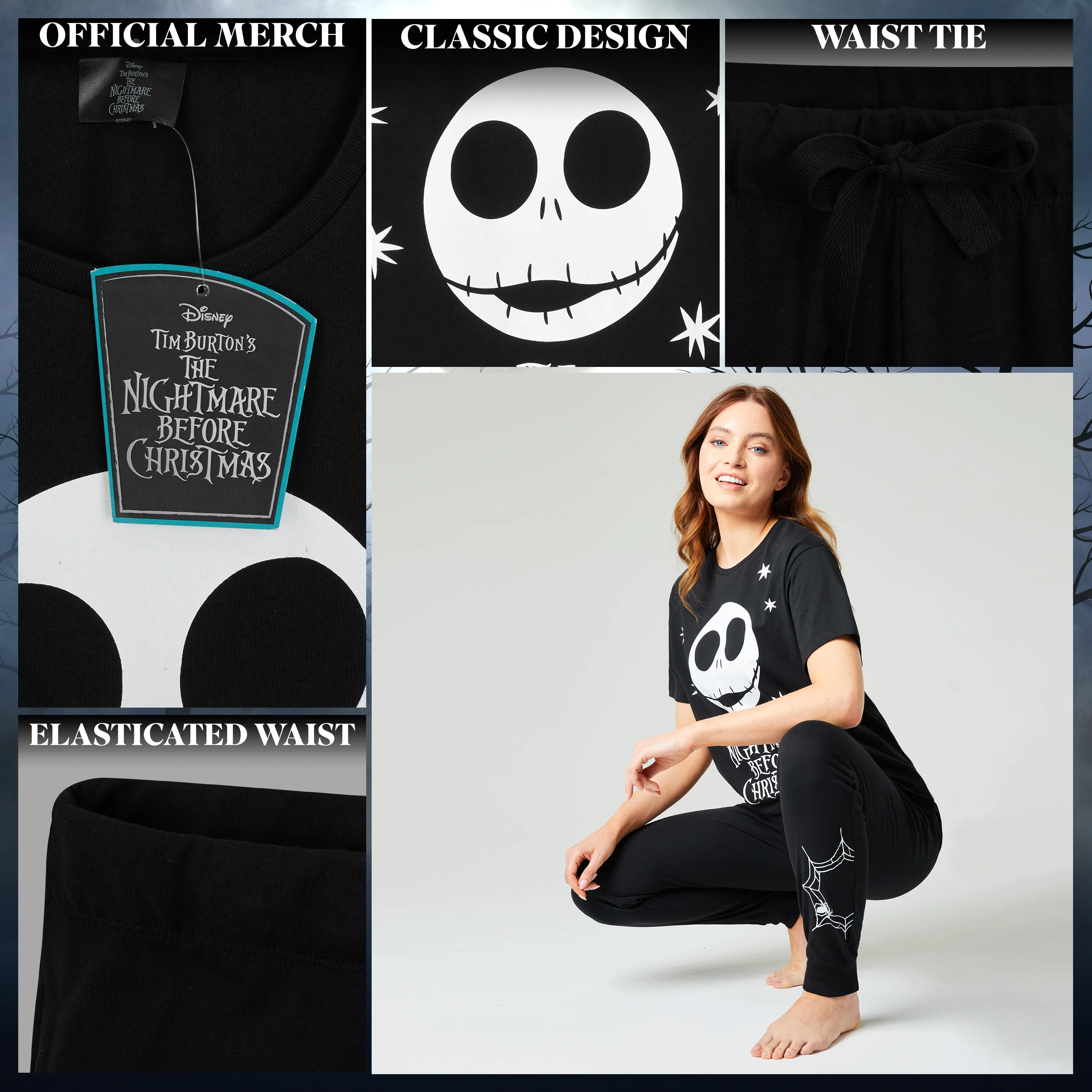 Disney Nightmare Before Christmas Ladies Pyjamas Set Nightwear T-Shirt Long Bottoms PJs Gifts for Women and Teenagers - Image 4