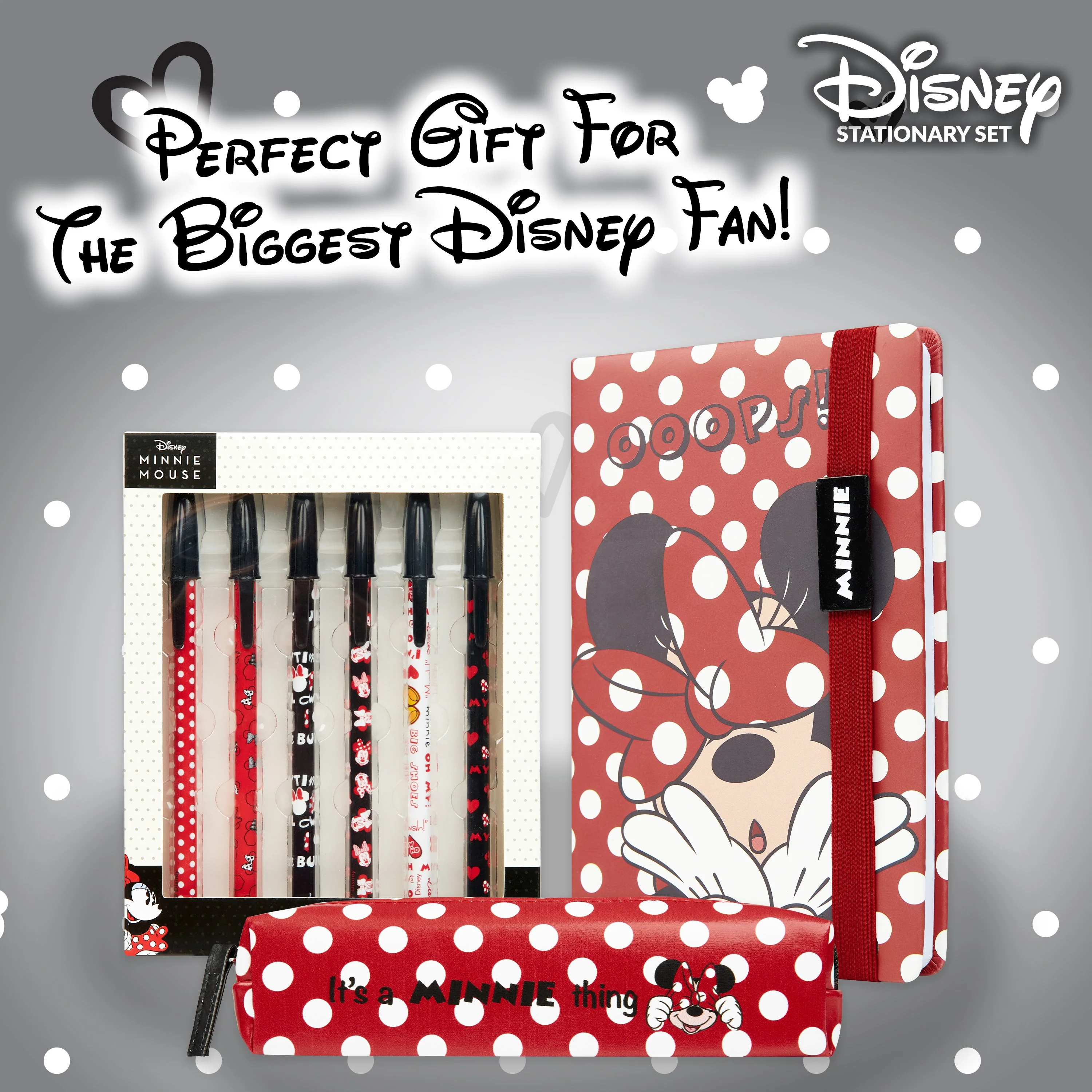 Disney Notebook, Pencil Case & Pen Set, School Supplies, Minnie Mouse Gifts For Girls - Image 3