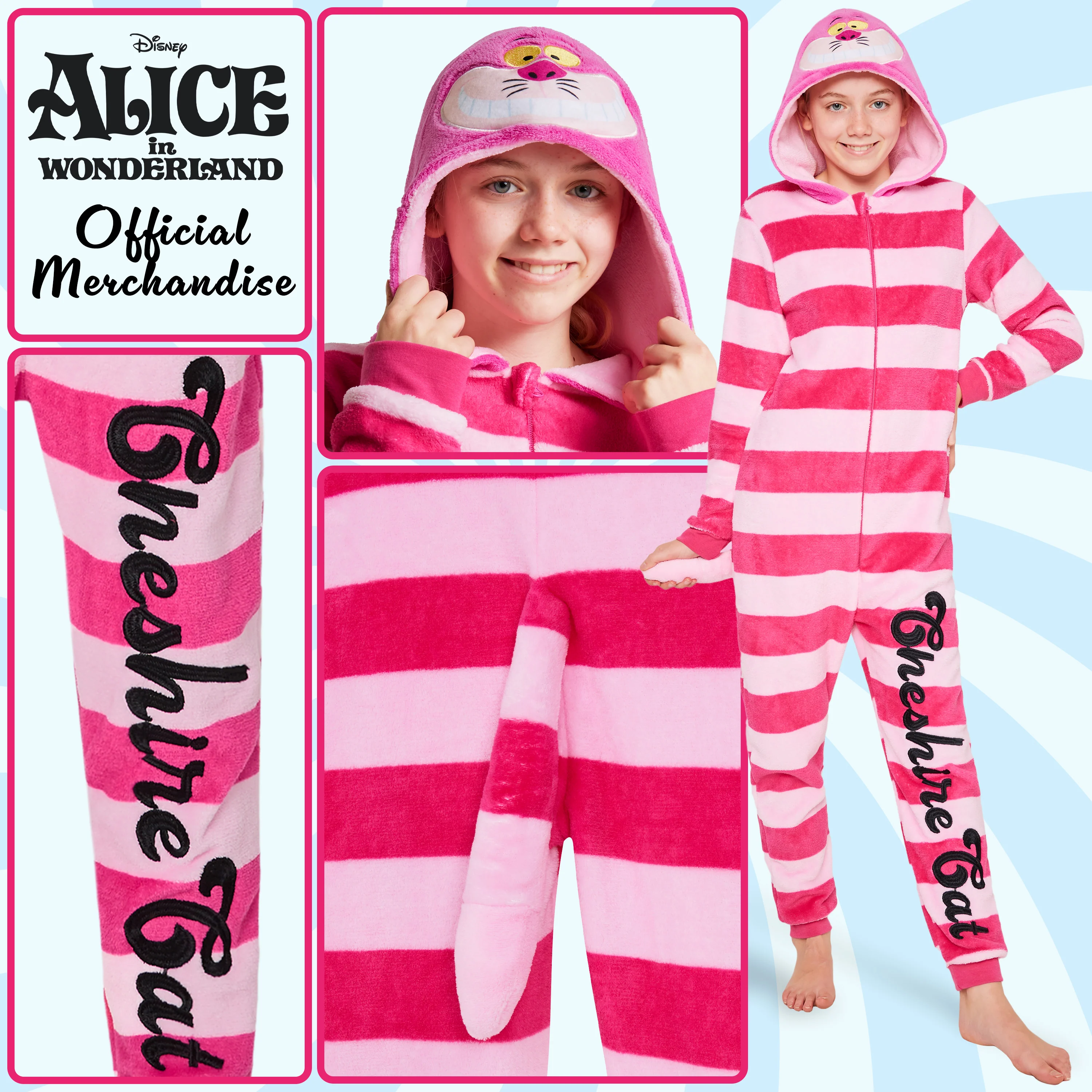 Disney Onesie for Kids - Fleece Onesie for Kids - Alice in Wonderland The Cheshire Cat - Image 4