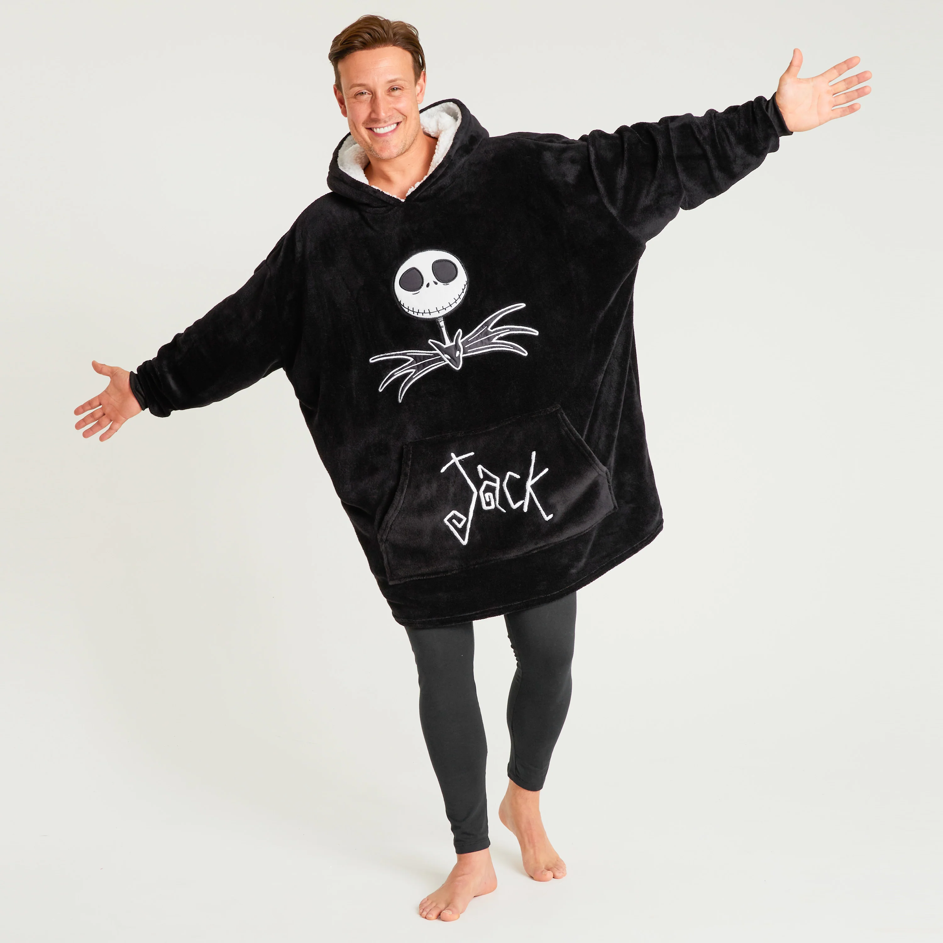 Disney Oversized Blanket Hoodie for Women - Black Jack Skellington - Image 5