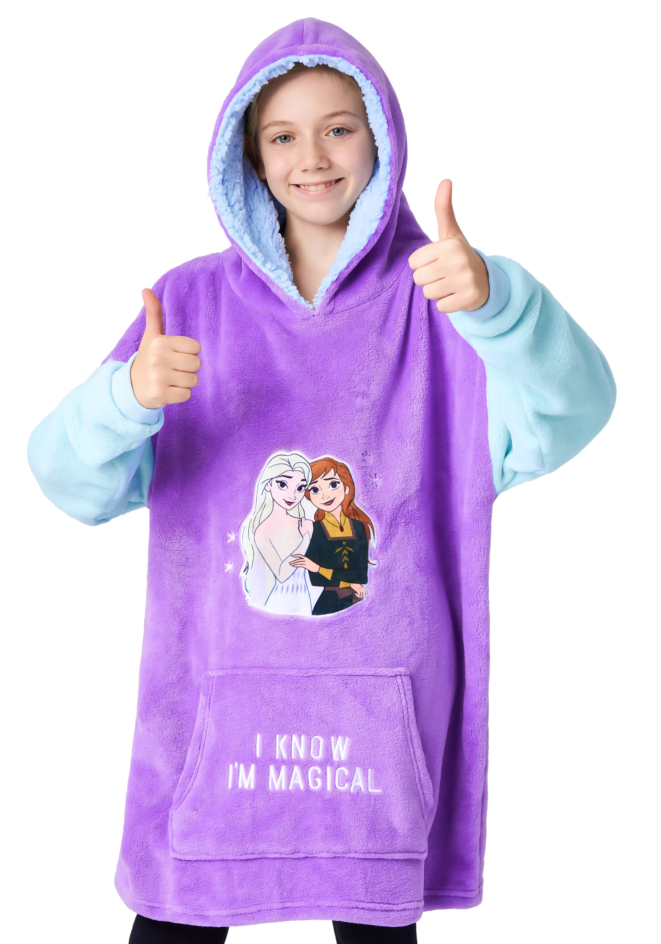 Disney Oversized Hoodie Blanket for Girls, Frozen Gifts for Girls (Multi)
