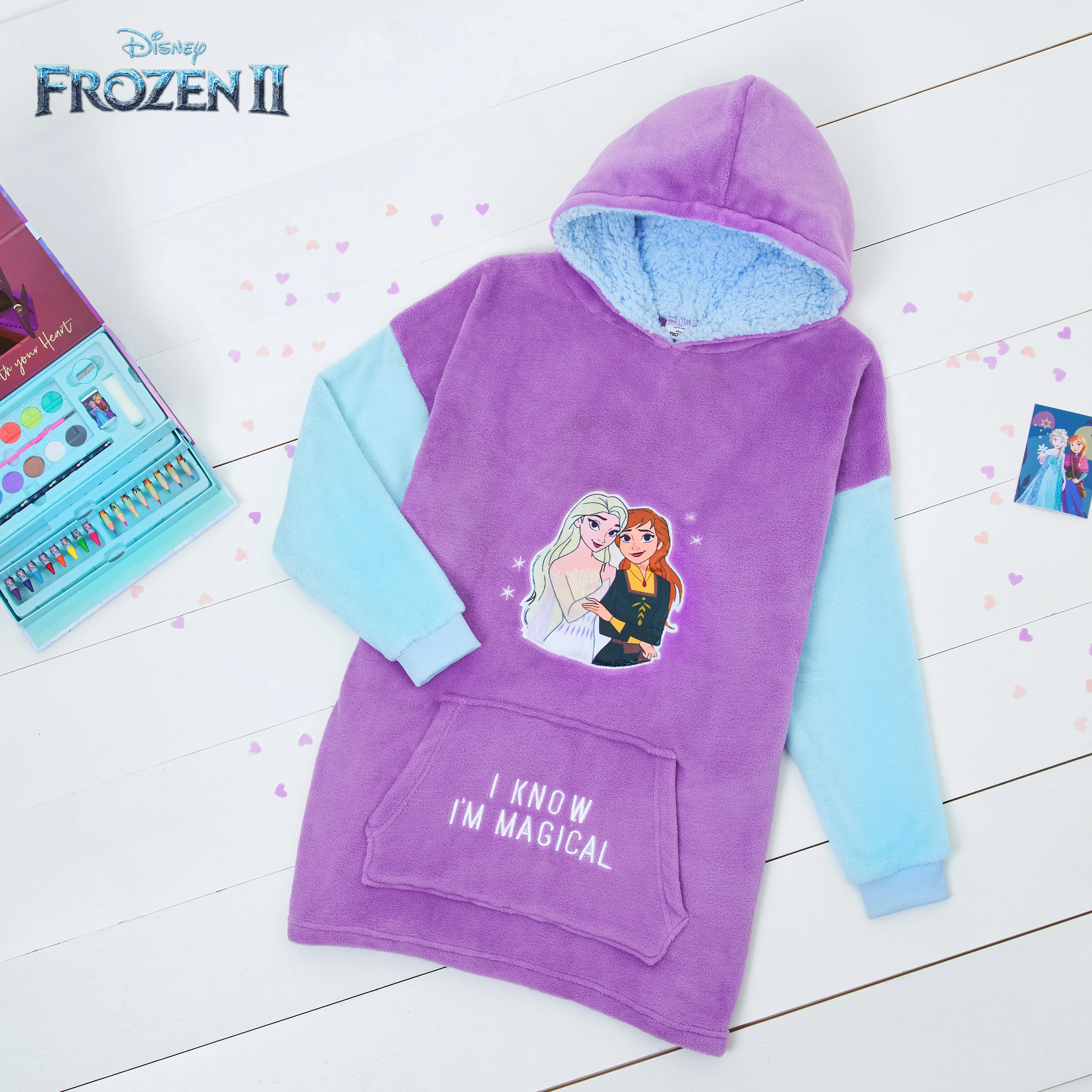 Disney Oversized Hoodie Blanket for Girls, Frozen Gifts for Girls (Multi) - Image 3