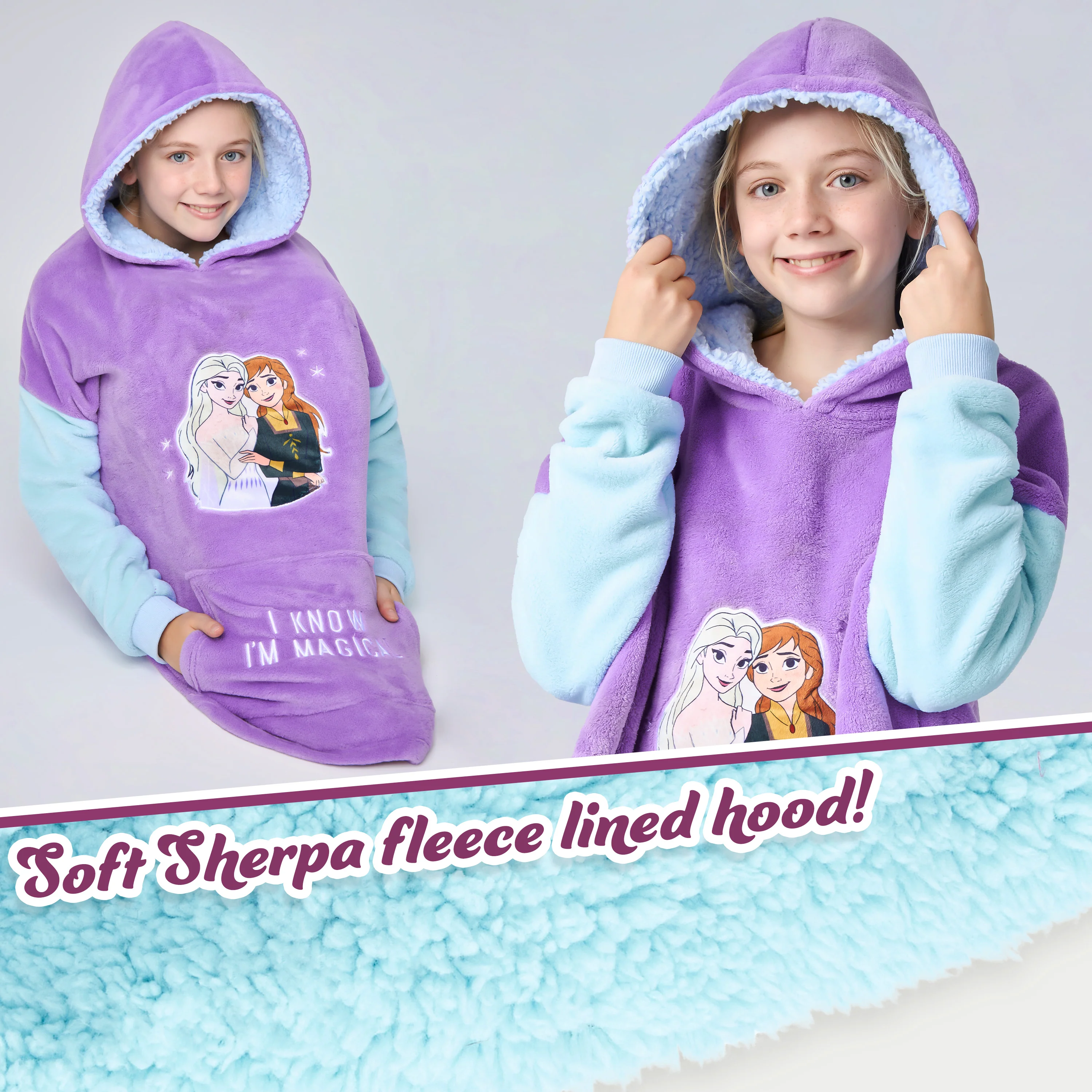 Disney Oversized Hoodie Blanket for Girls, Frozen Gifts for Girls (Multi) - Image 6