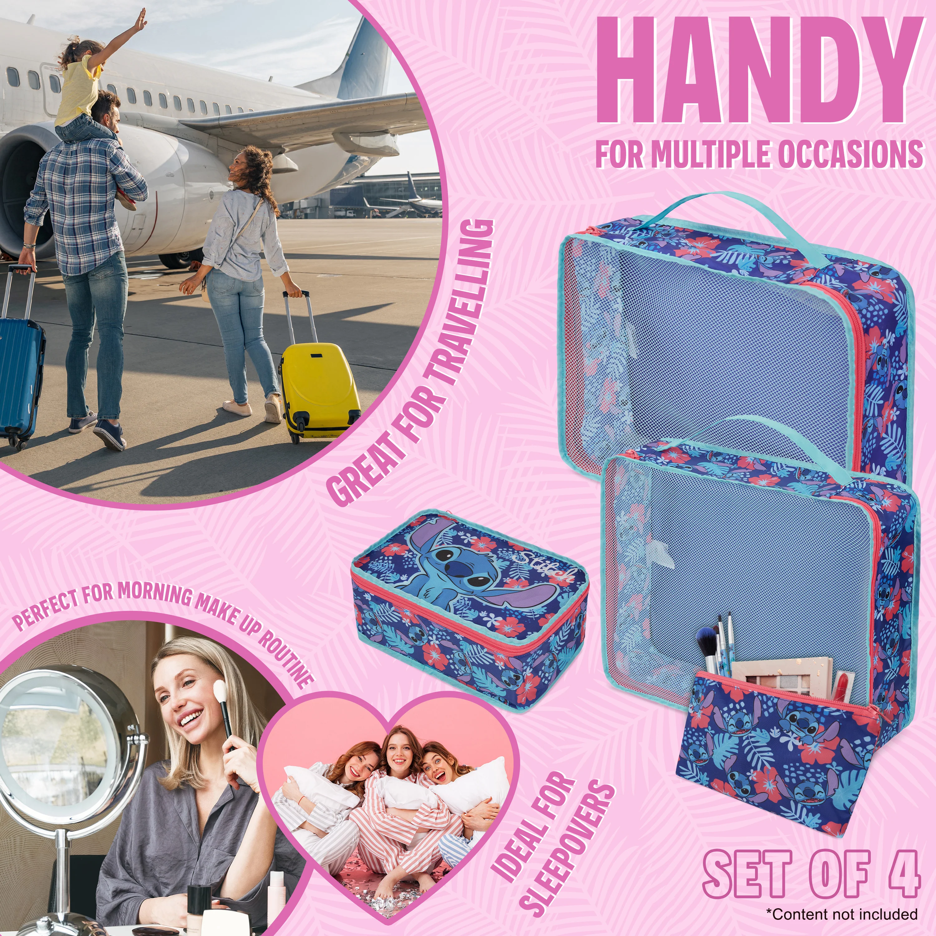 Disney Packing Organisers, Packing Cubes for Suitcases Luggage, Wash Bag (Navy Stitch) - Image 5