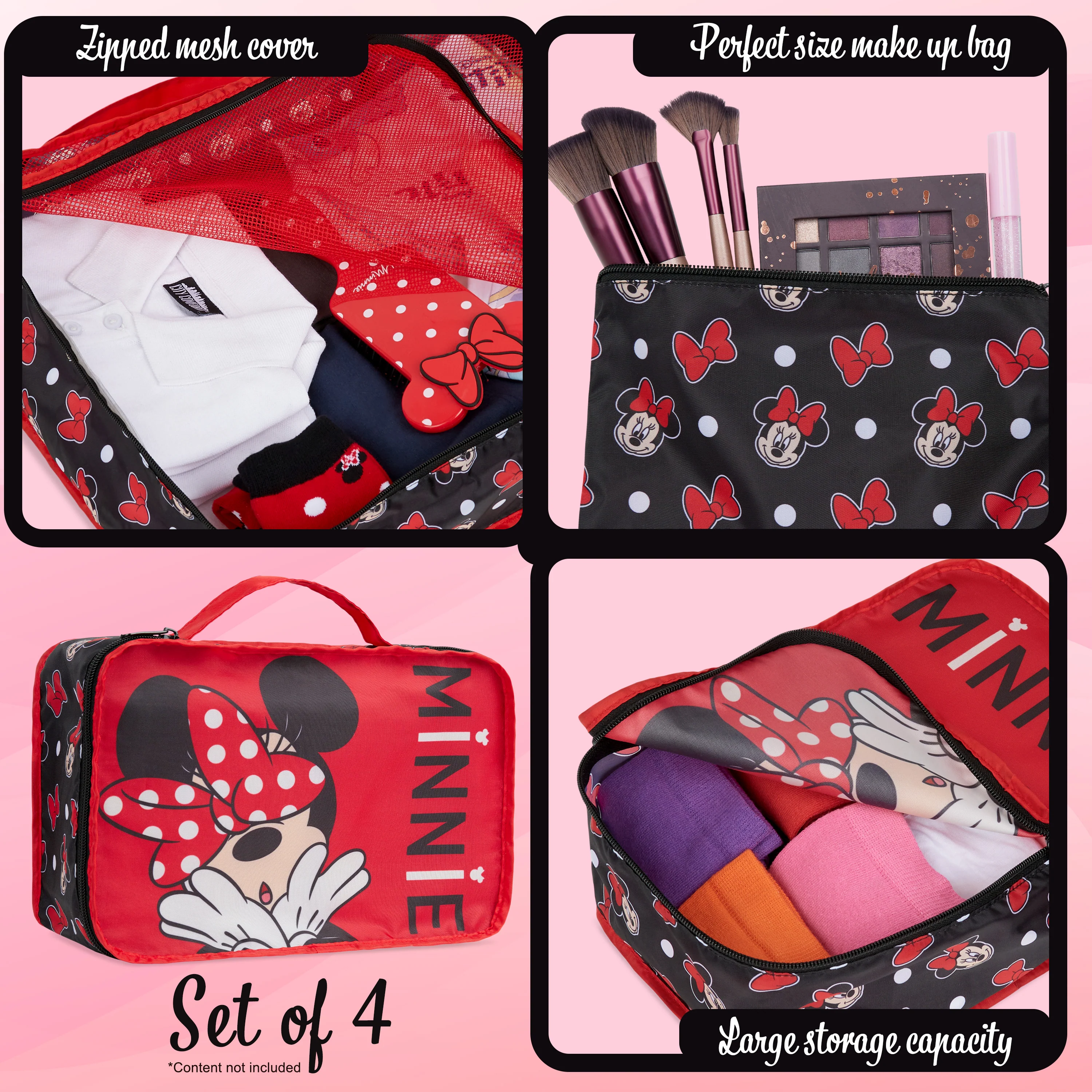 Disney Packing Organisers, Packing Cubes for Suitcases Luggage, Wash Bag (Red Minnie Mouse) - Image 4