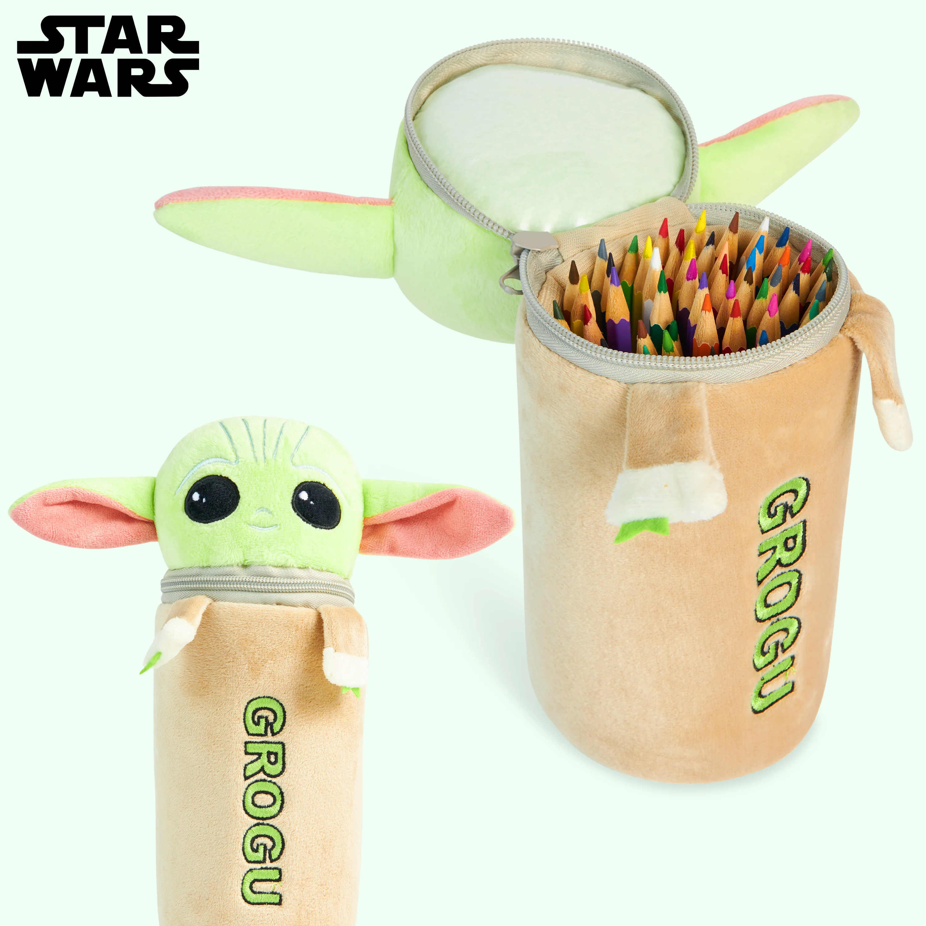 Disney Pencil Case with 48 Colouring Pencils Included -Multi Baby Yoda - Image 3