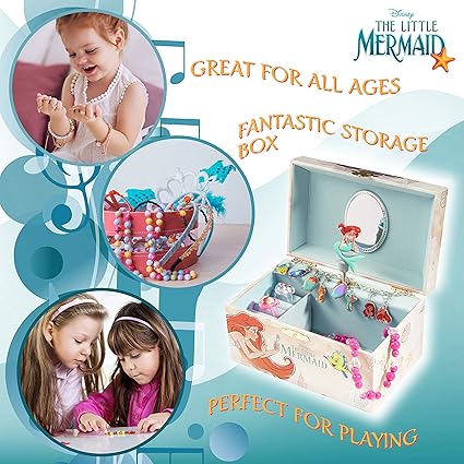 Disney Princess Ariel Jewellery Box Musical Wind Up Spinning Figure Memory Box - Image 5