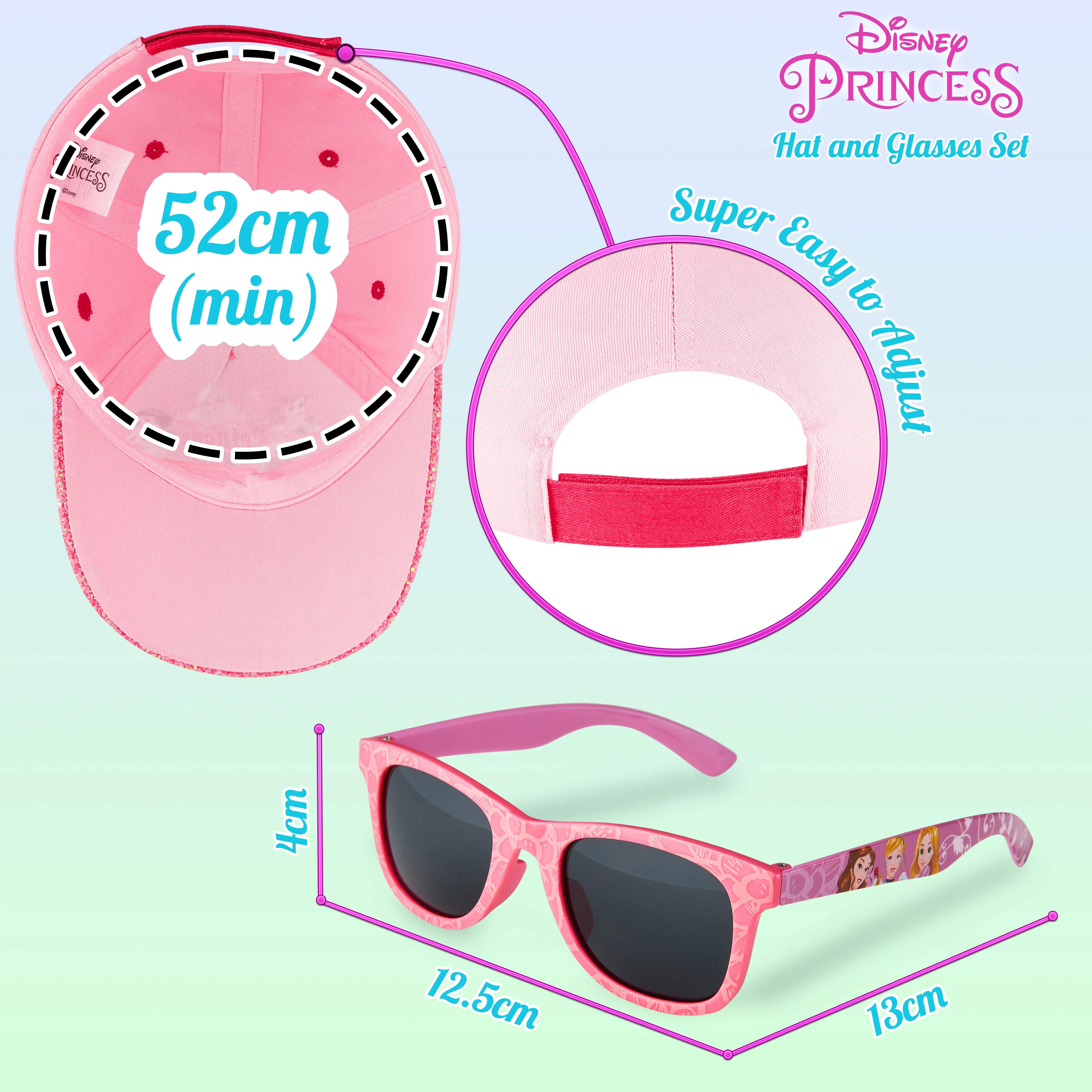 Disney Princess Baseball Cap & Kids Sunglasses, Girls Sun Hat & Sunglasses - Image 6
