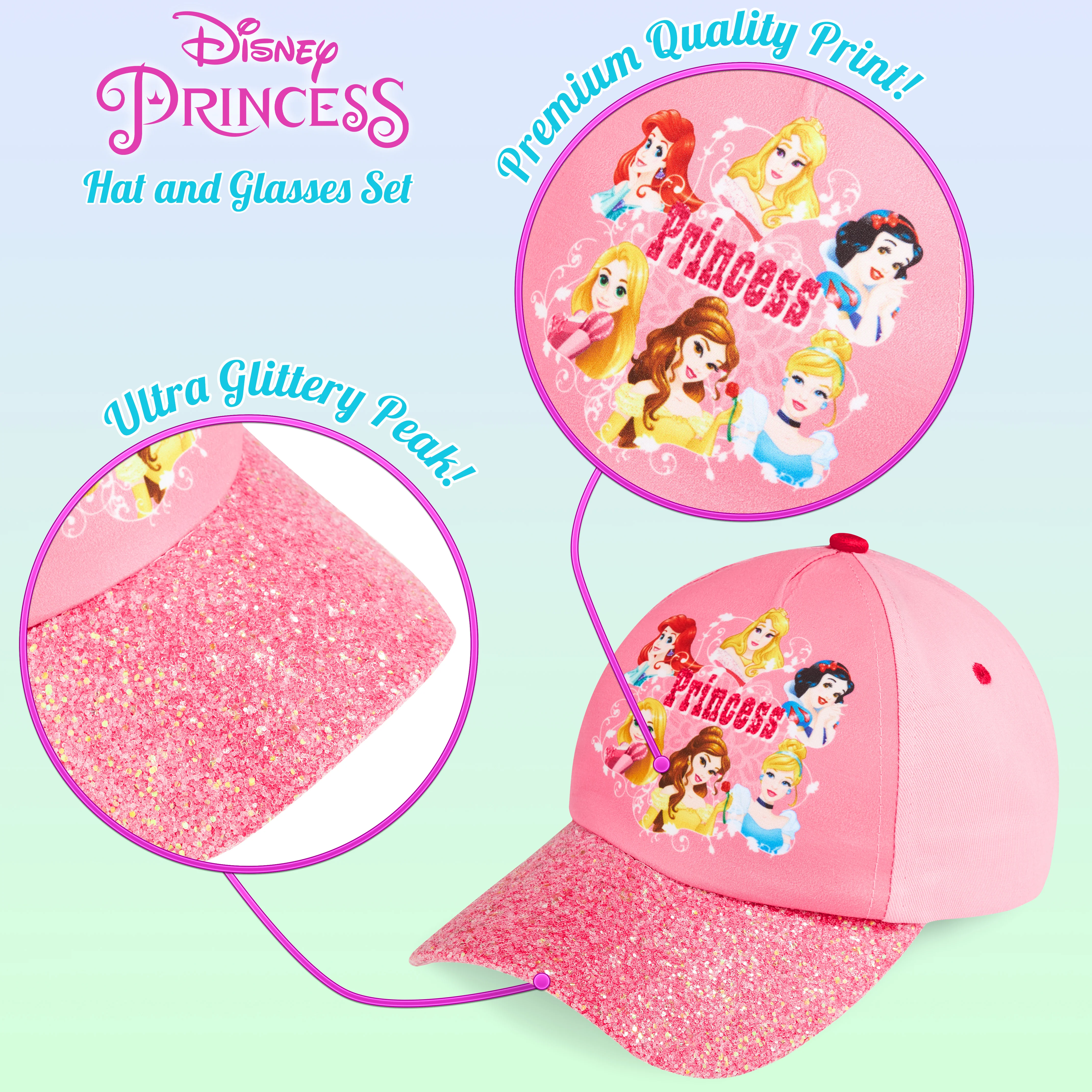Disney Princess Baseball Cap & Kids Sunglasses, Girls Sun Hat & Sunglasses - Image 4