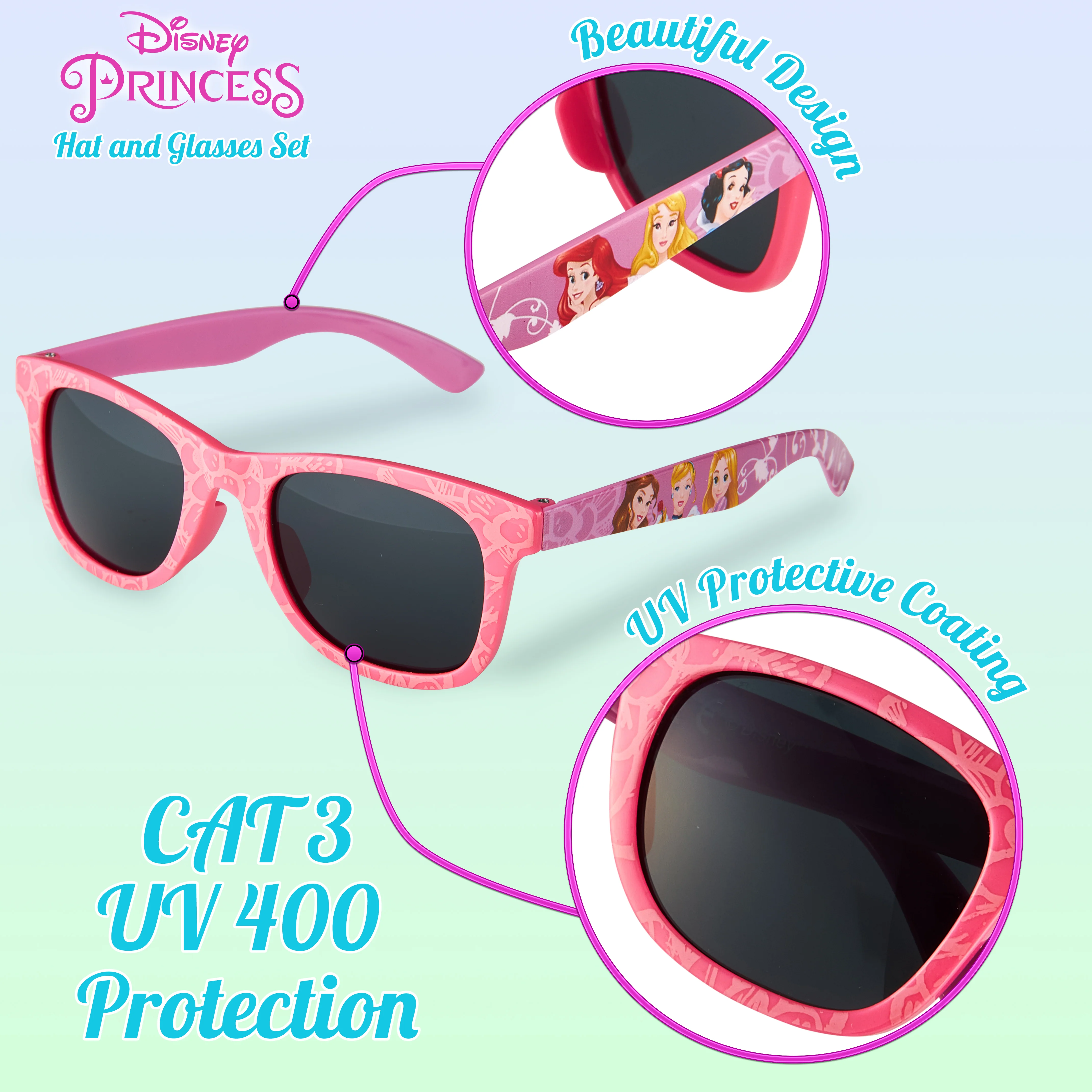 Disney Princess Baseball Cap & Kids Sunglasses, Girls Sun Hat & Sunglasses - Image 5