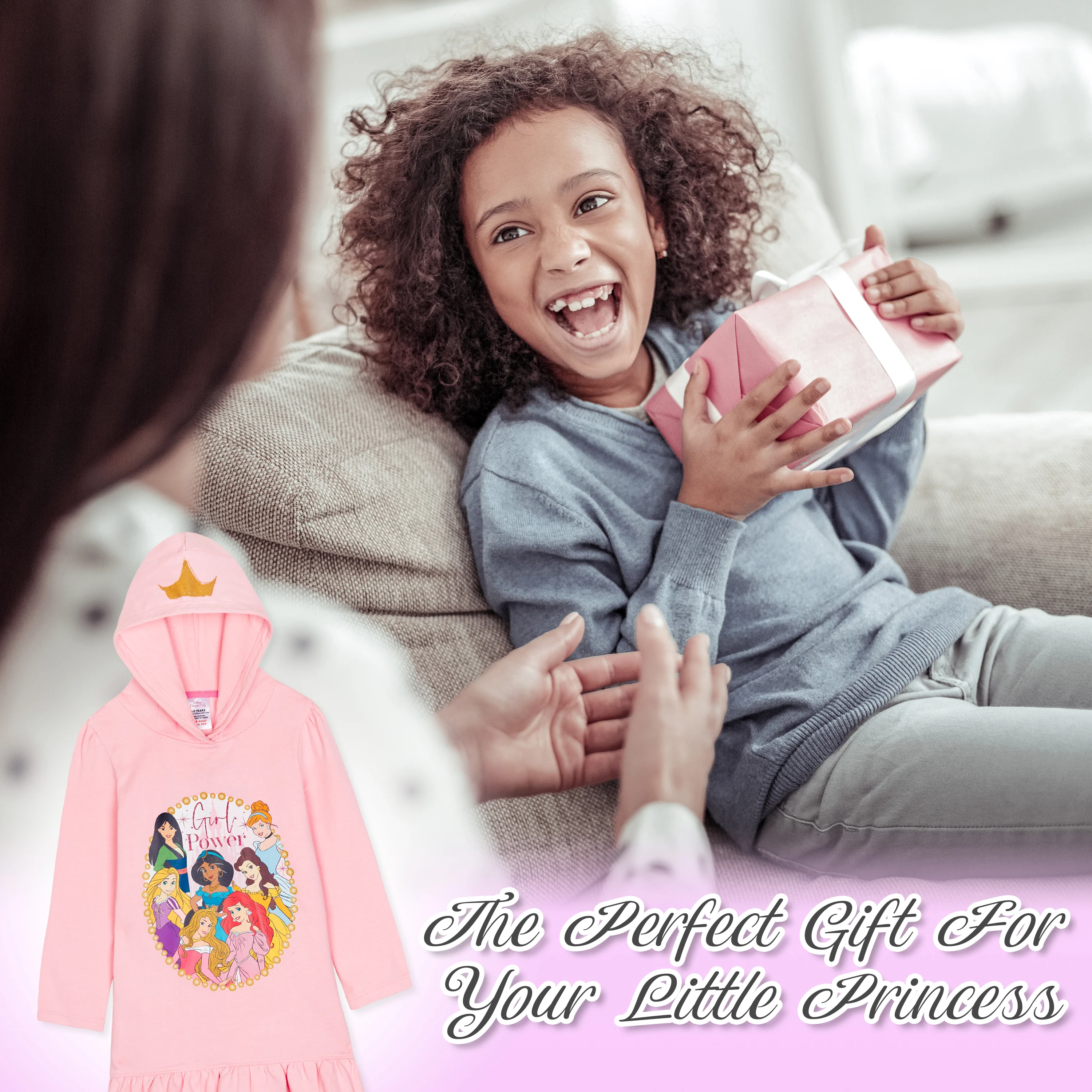 Disney Princess Hoodie for Girls - Princess Hooded Sweatshirt or Hoodie Dress for Kids - Image 3