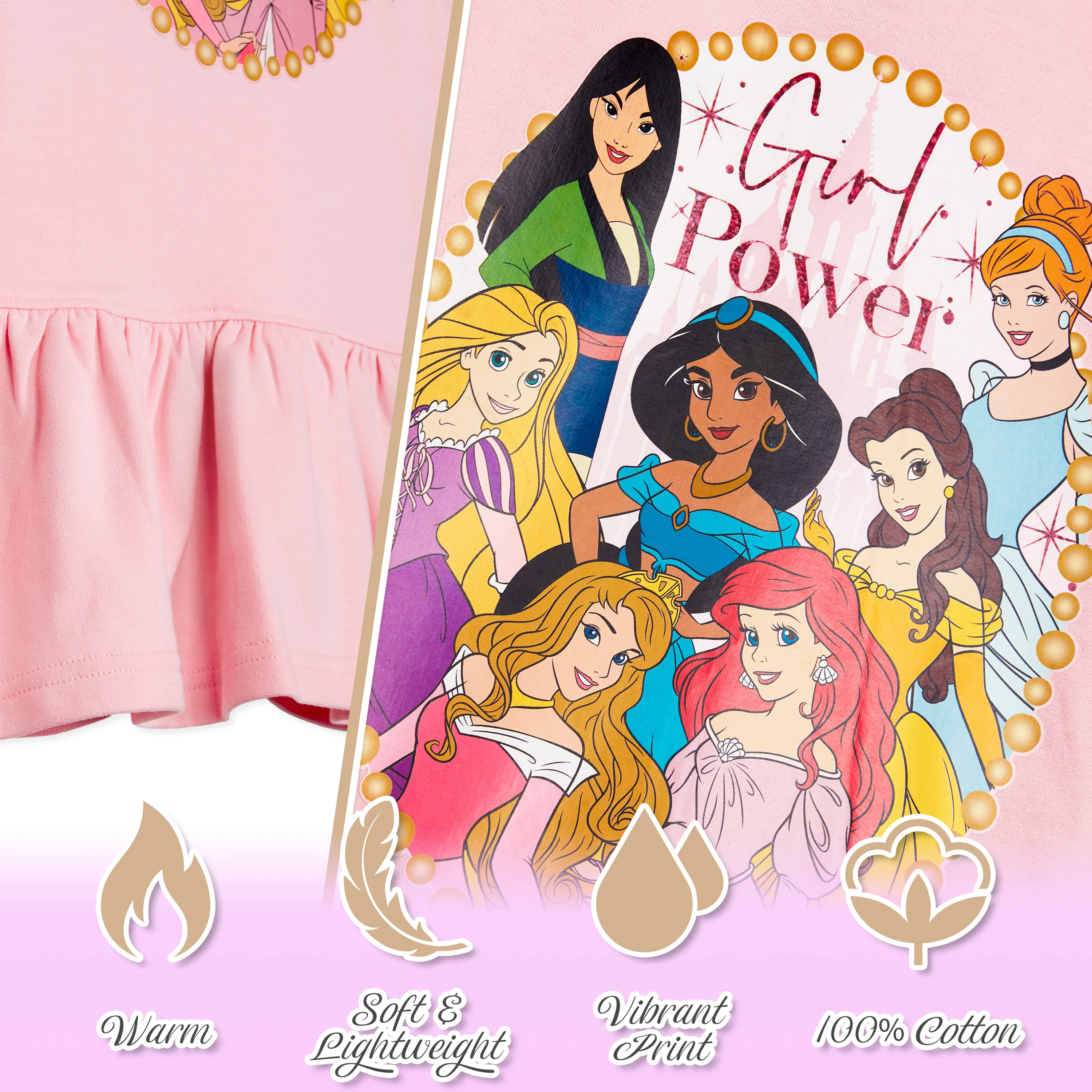 Disney Princess Hoodie for Girls - Princess Hooded Sweatshirt or Hoodie Dress for Kids - Image 4