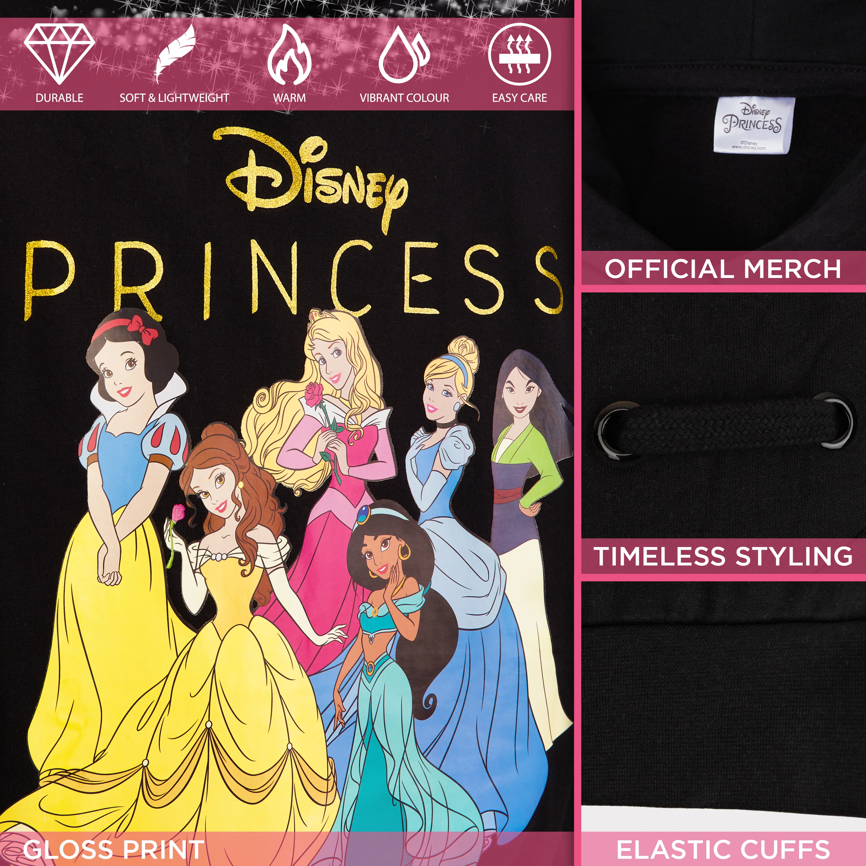 Disney Princess Hoodie for Girls - Princess Hooded Sweatshirt or Hoodie Dress for Kids - Image 3
