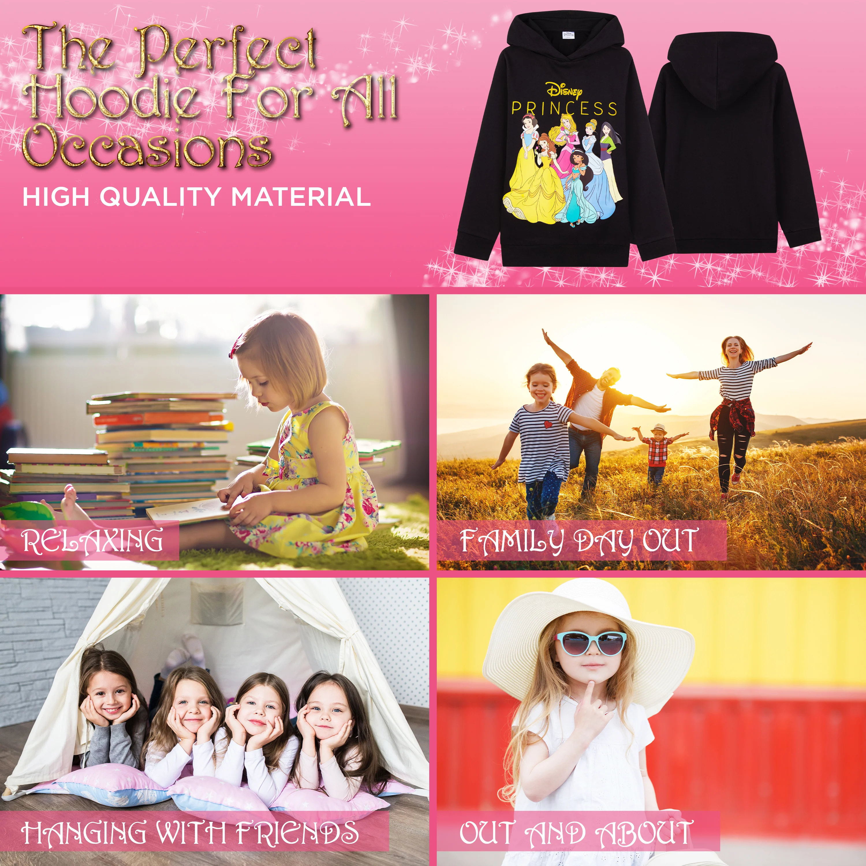 Disney Princess Hoodie for Girls - Princess Hooded Sweatshirt or Hoodie Dress for Kids - Image 6