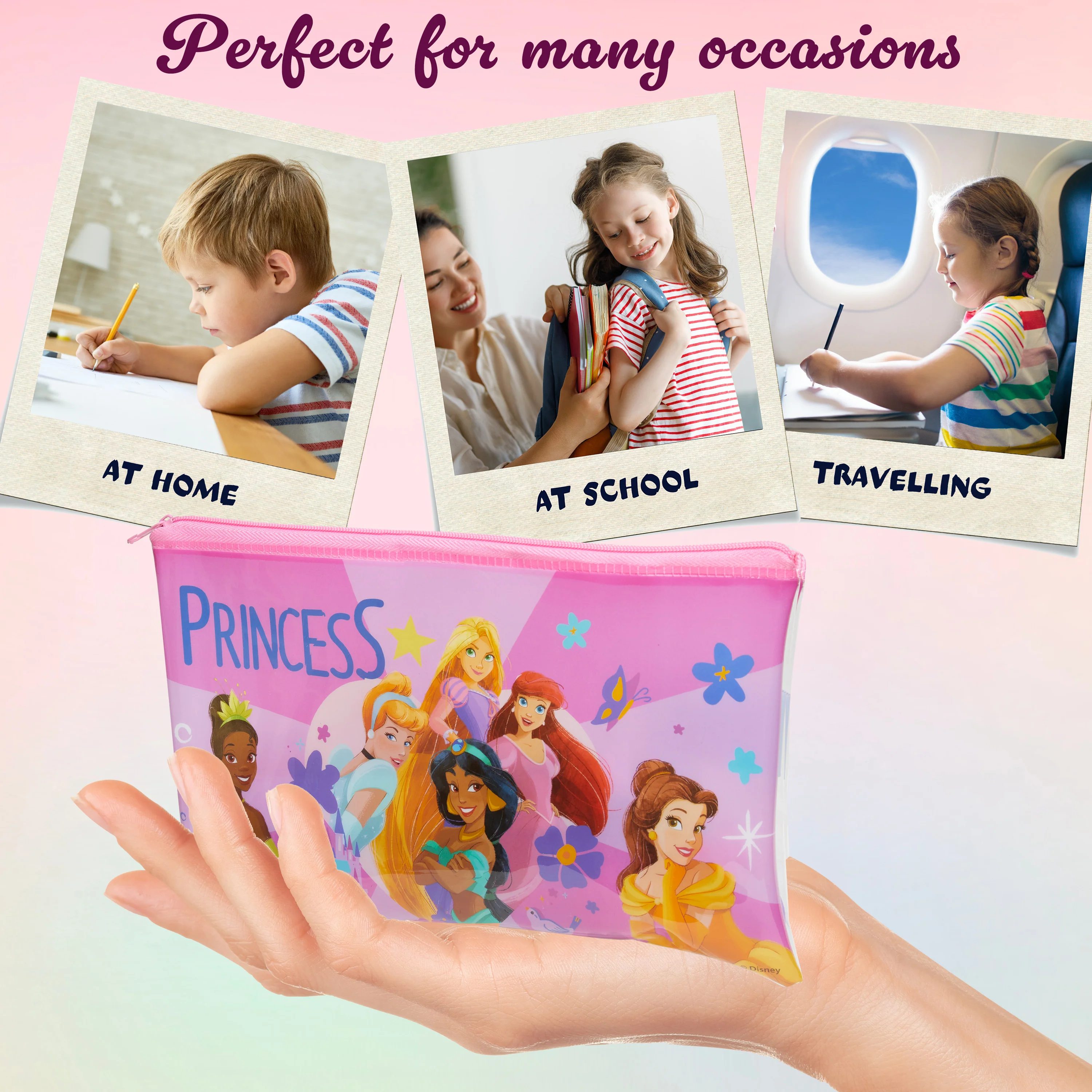 Disney Princess Kids Pencil Case with Cute Stationery Included - Image 3