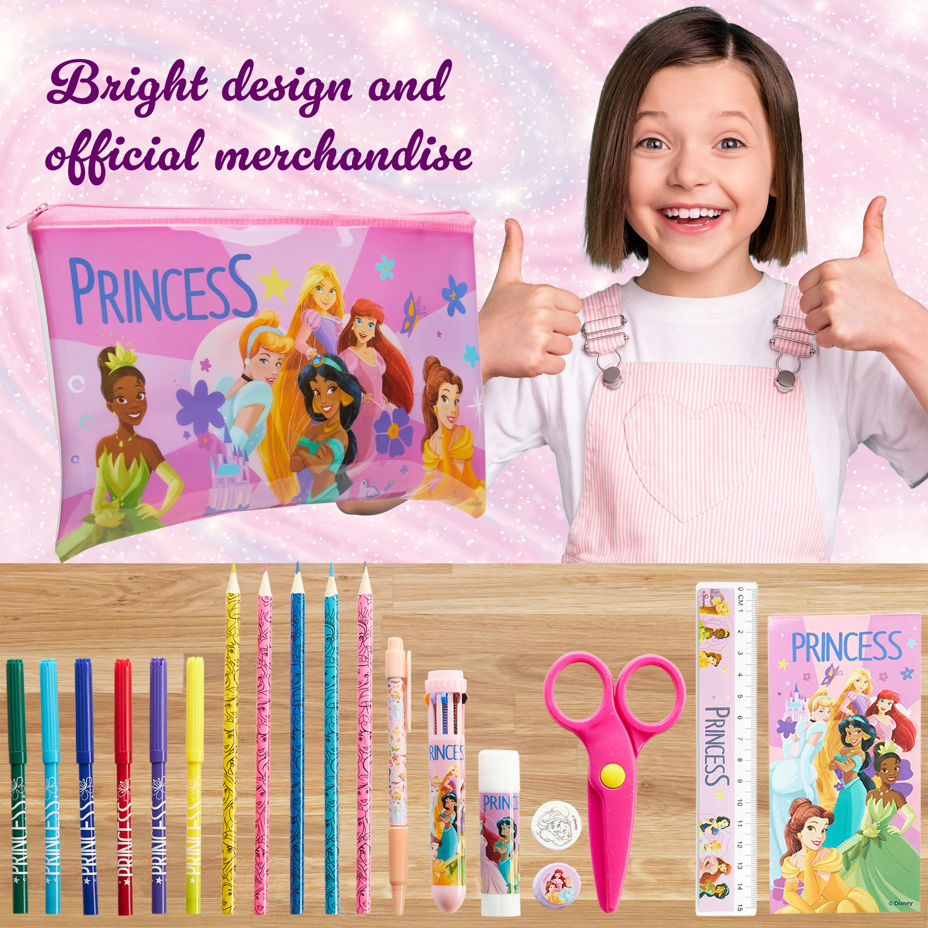 Disney Princess Kids Pencil Case with Cute Stationery Included - Image 4