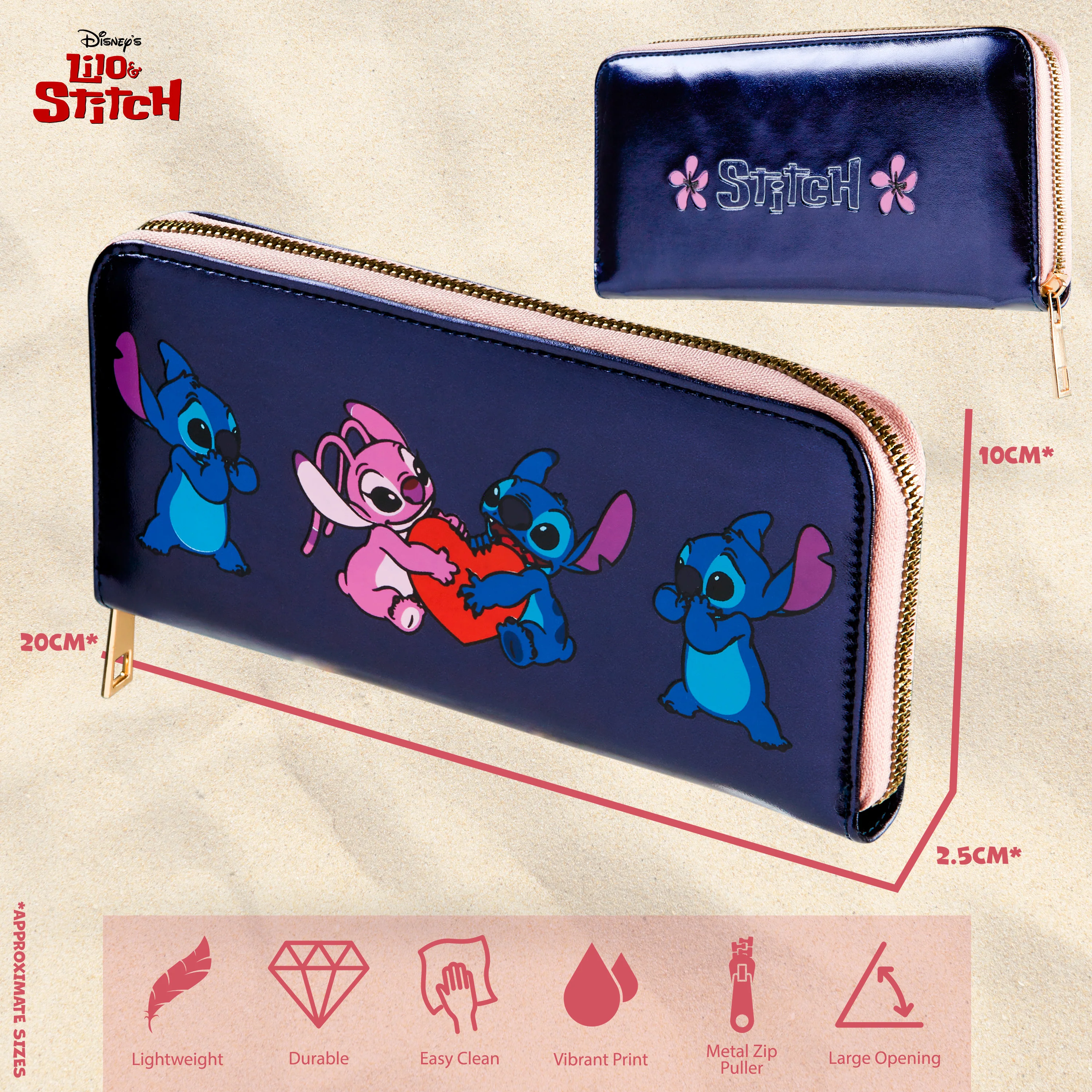 Disney Purses for Women, Stitch Coin Purse with Card Slots - Metallic Blue - Image 4