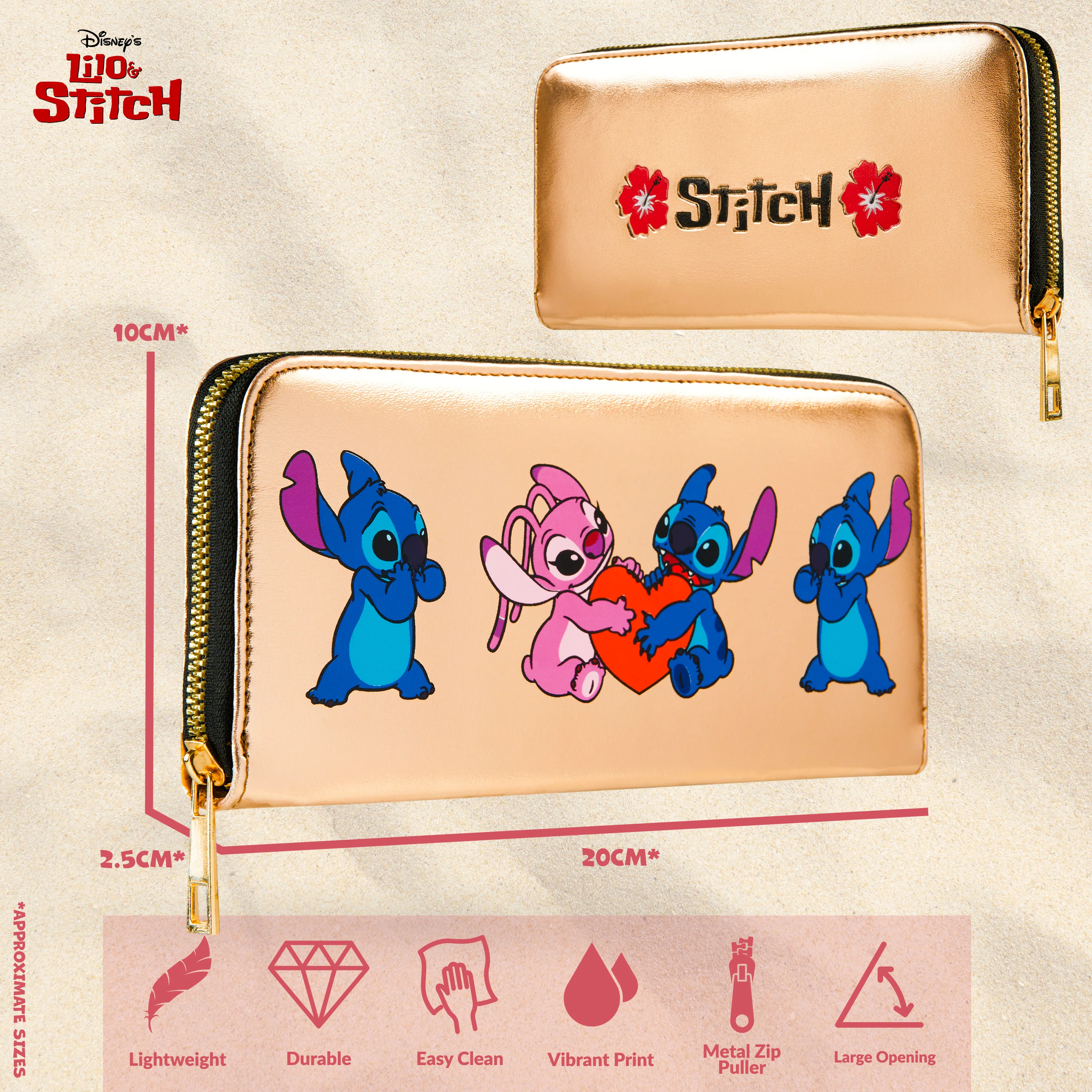 Disney Purses for Women, Stitch Coin Purse with Card Slots, Gifts for Women (Gold) - Image 4