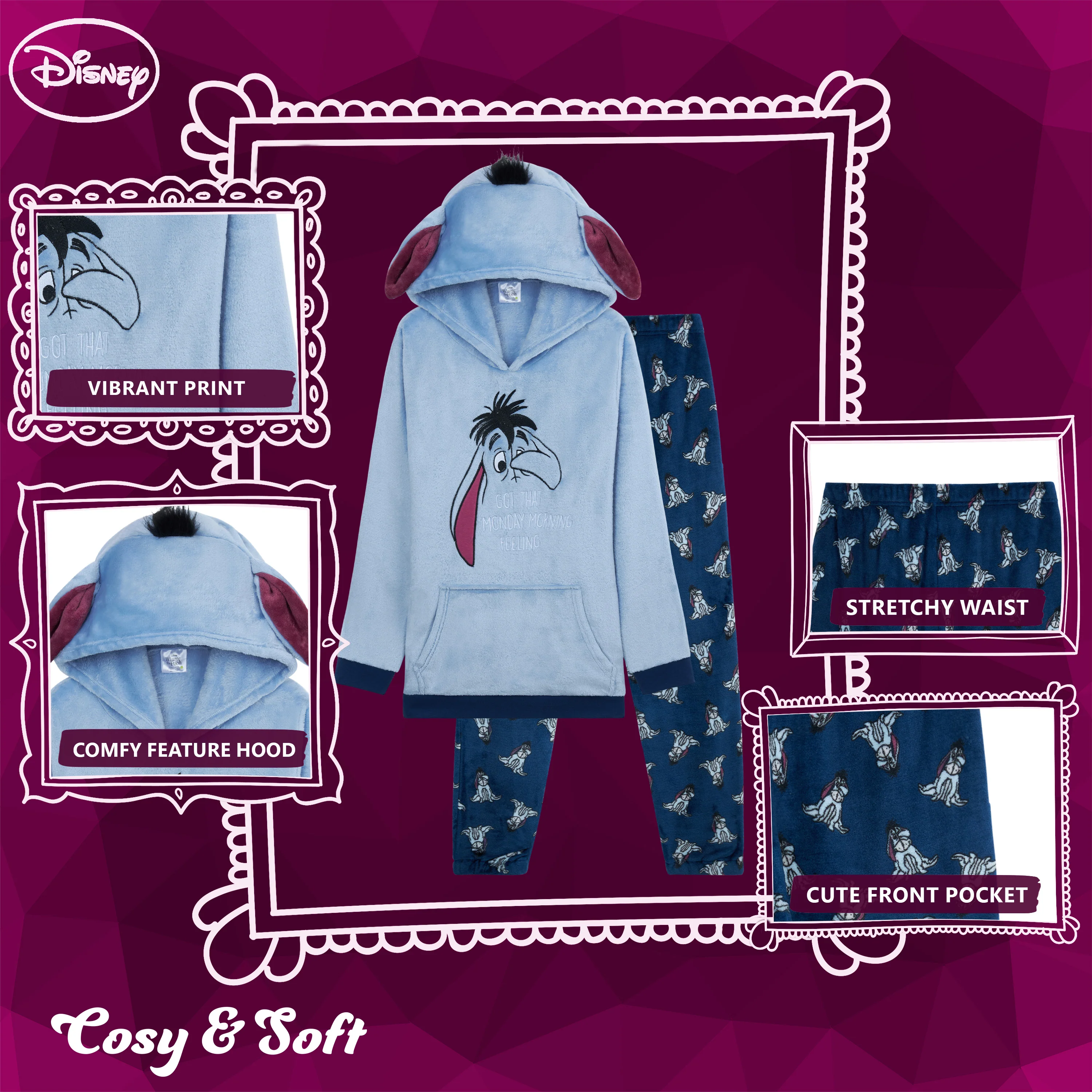 Disney Pyjamas for Women, Fluffy Ladies Fleece Eeyore Pyjamas - Image 4
