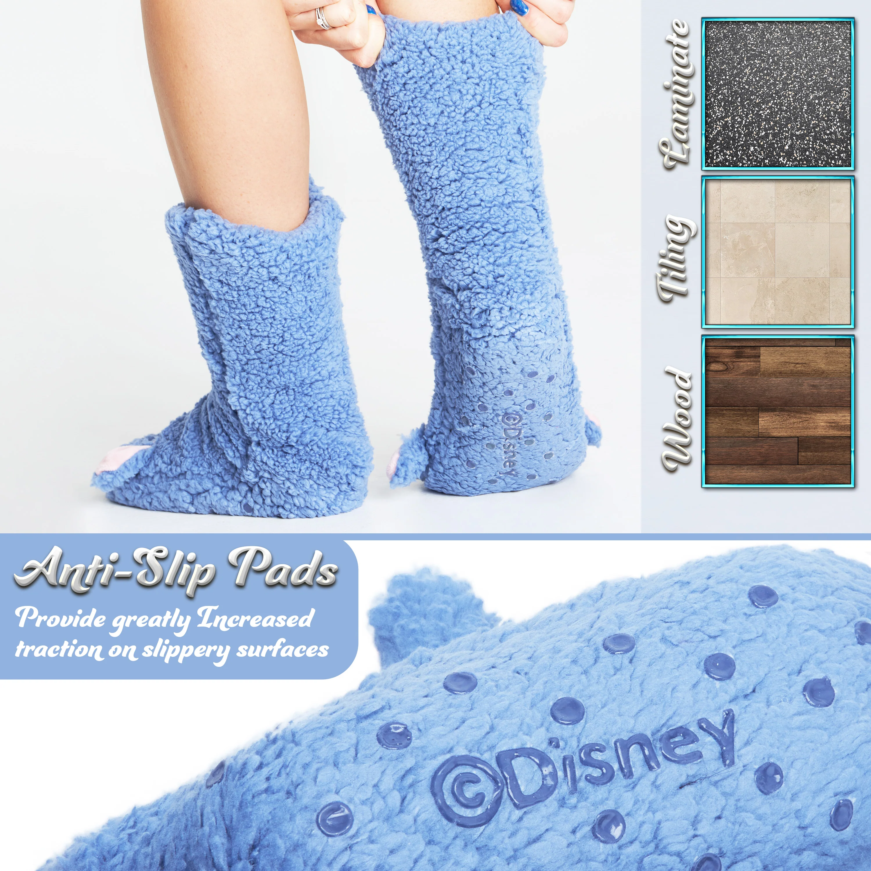 Disney Slipper Socks for Women and Teenagers Fleece Non Slip One Size - Image 6