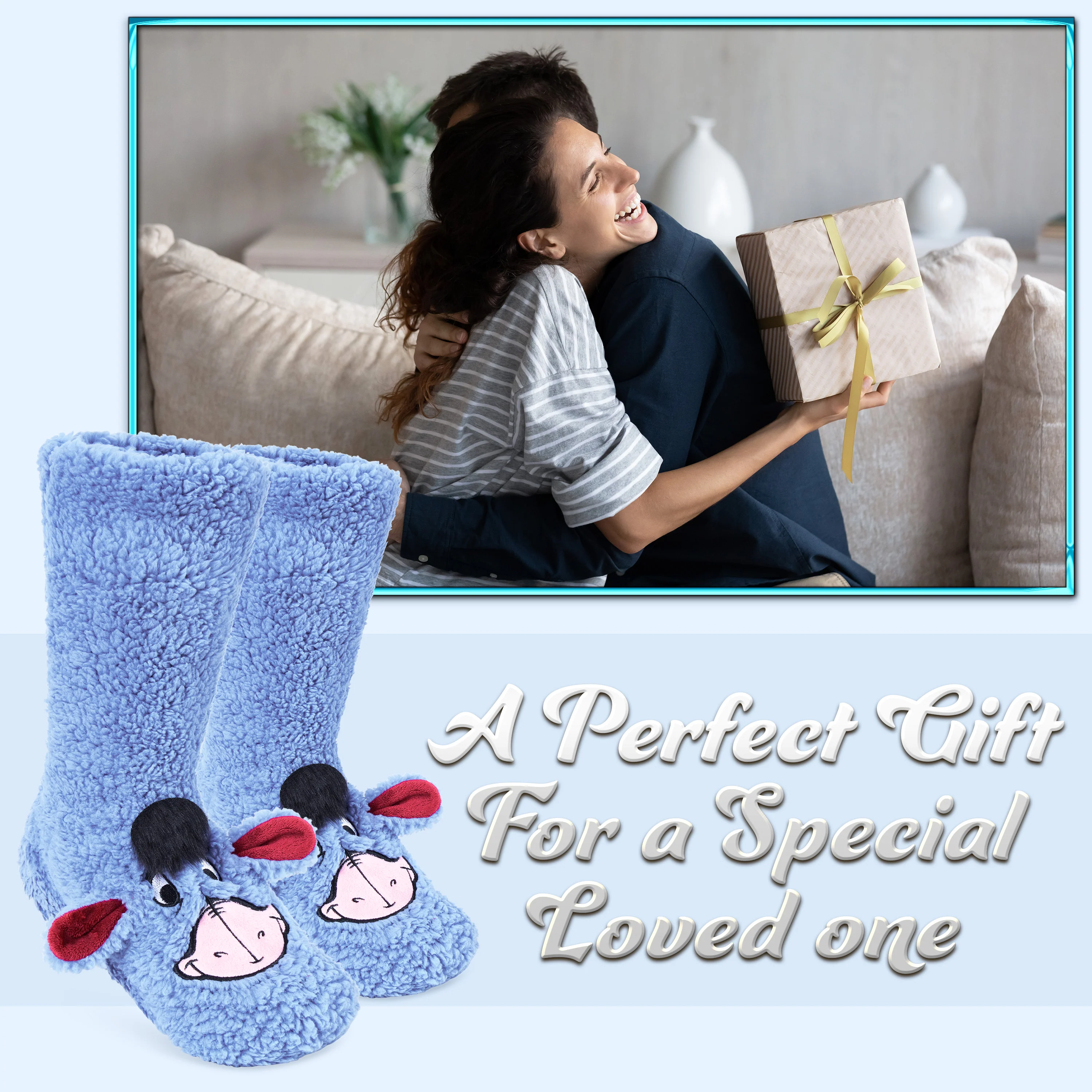 Disney Slipper Socks for Women and Teenagers Fleece Non Slip One Size Stitch Gifts for Women - Image 2