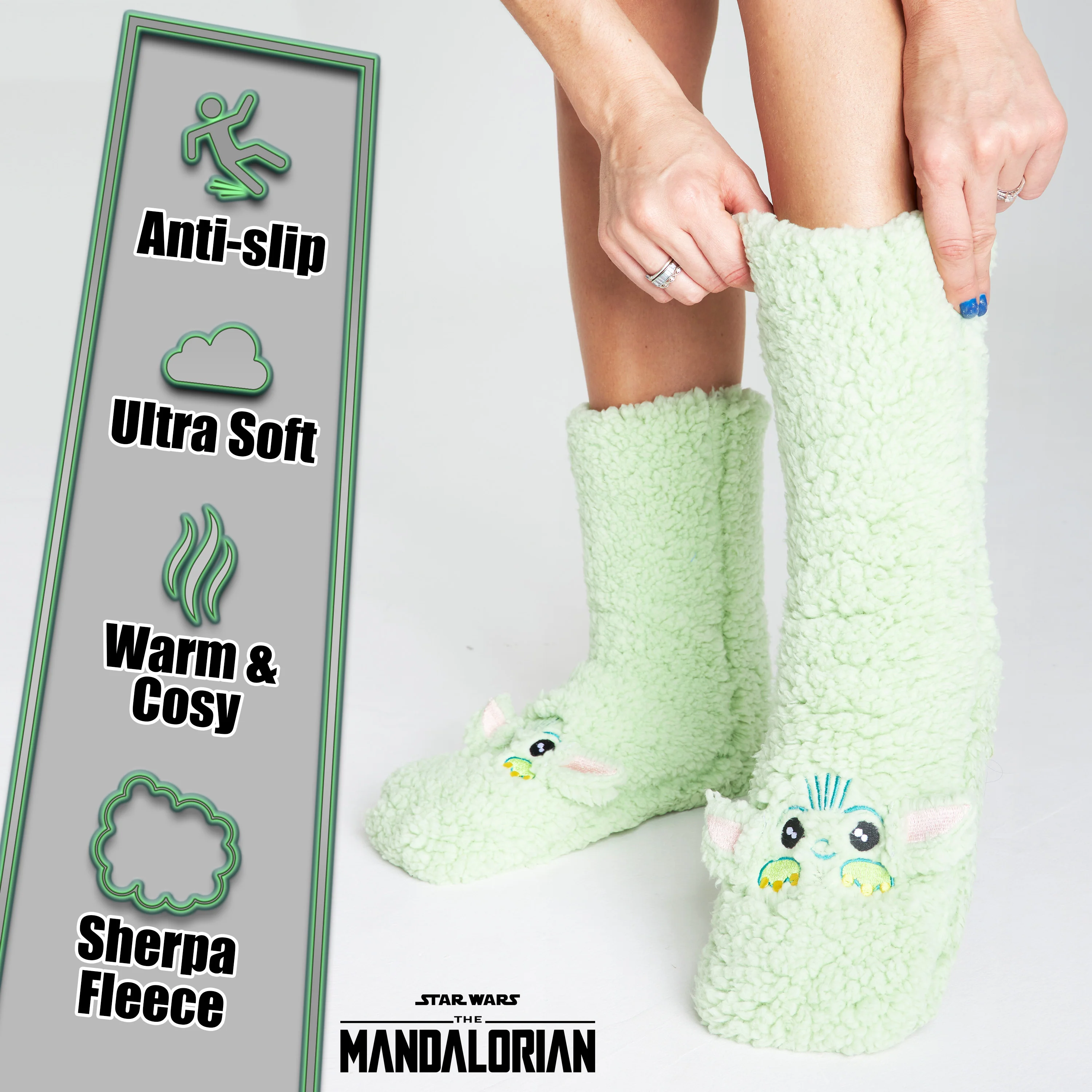 Disney Slipper Socks for Women Winter Fluffy Socks Warm - Mandalorian - Image 4