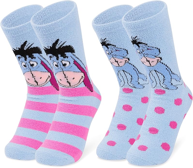 Disney Slippers Socks for Women & Teens UK Size 2.5-7.5, Pack of 2 Non Slip