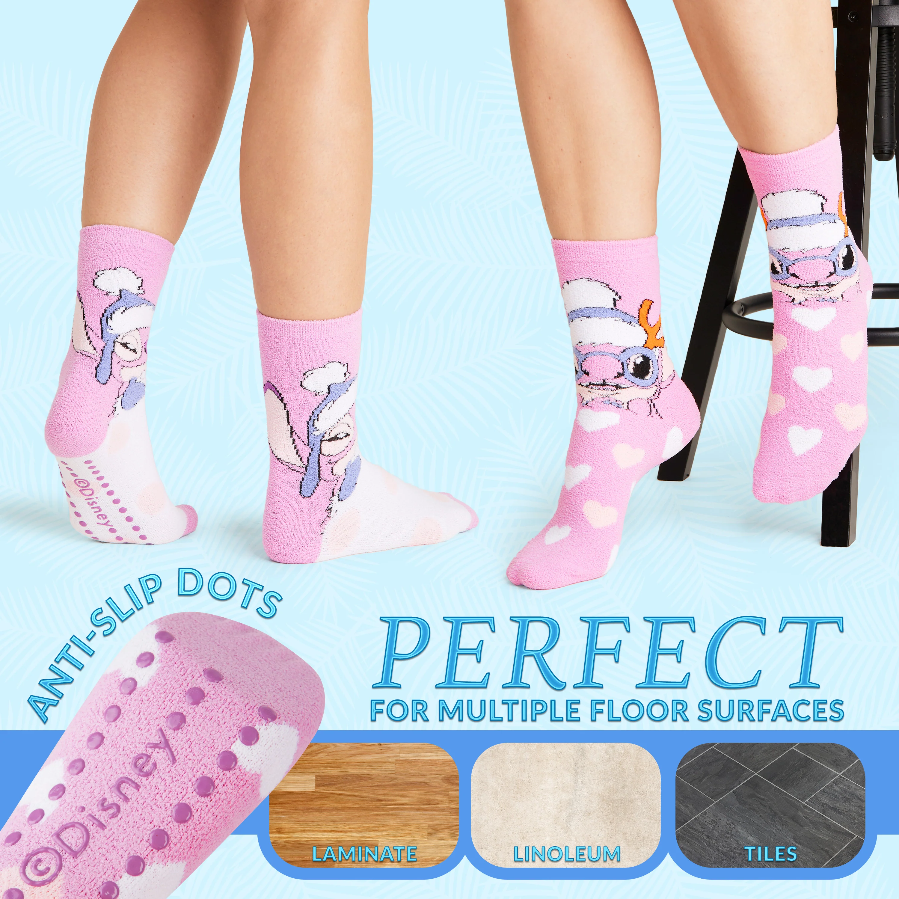 Disney Slippers Socks Women 2 Pack Fluffy Socks Non Slip - Angel - Image 3