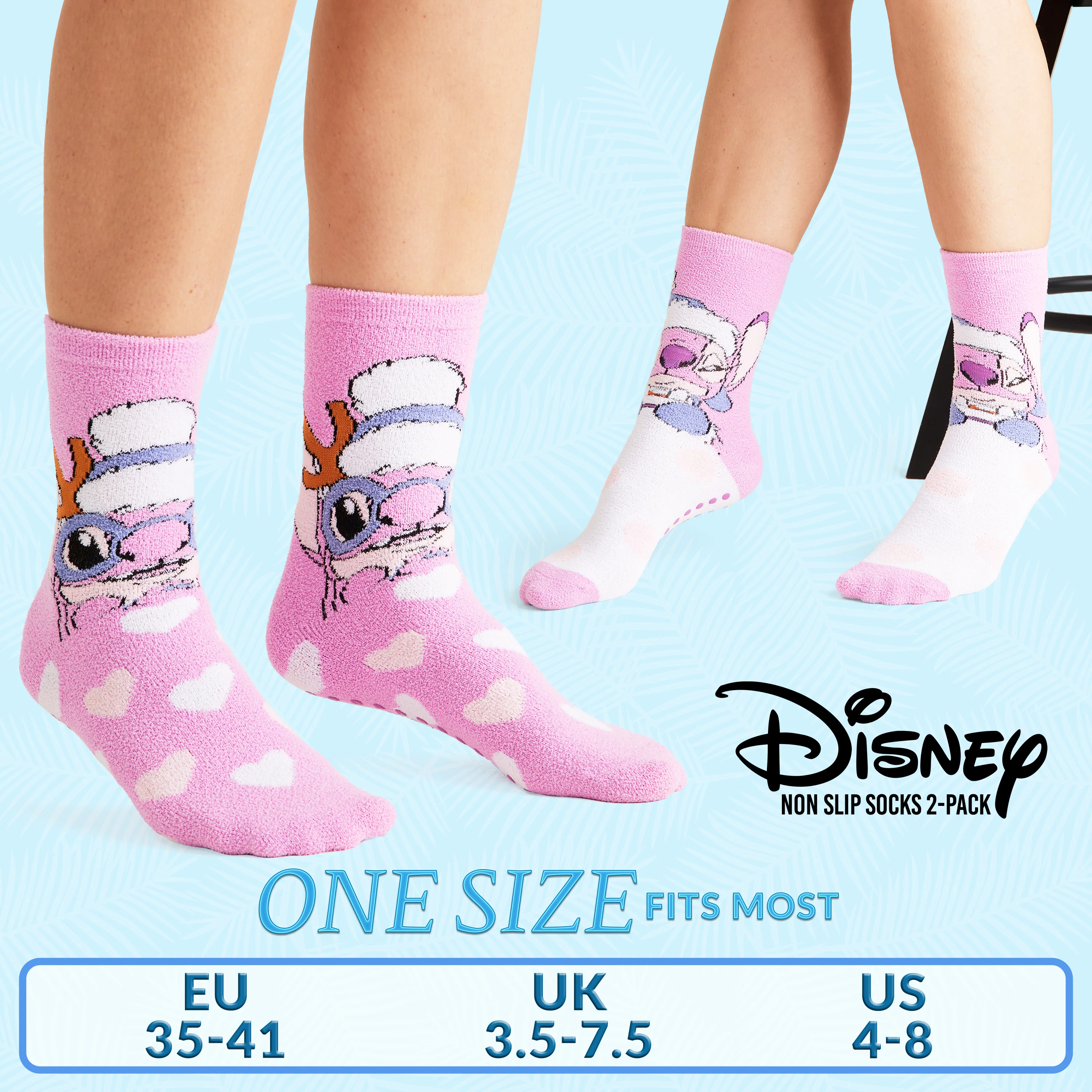 Disney Slippers Socks Women 2 Pack Fluffy Socks Non Slip - Angel - Image 6