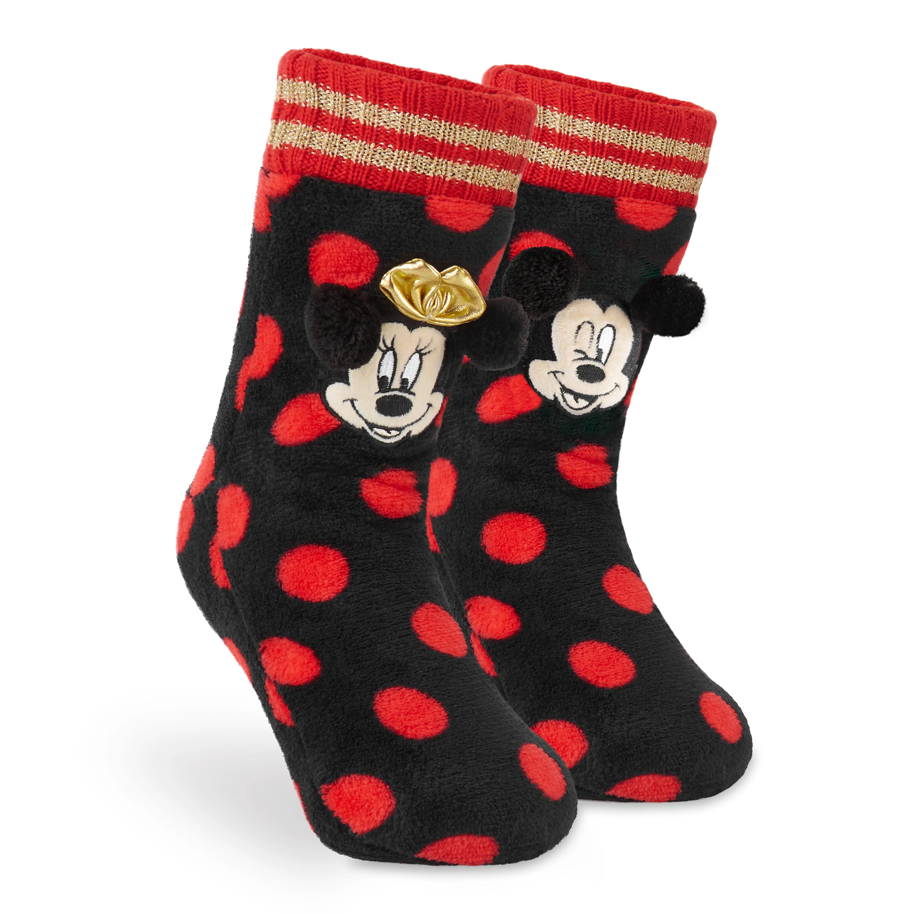 Disney Sock Slippers for Women and Teenagers Fleece Non Slip One Size Minnie Mouse Gifts for Women