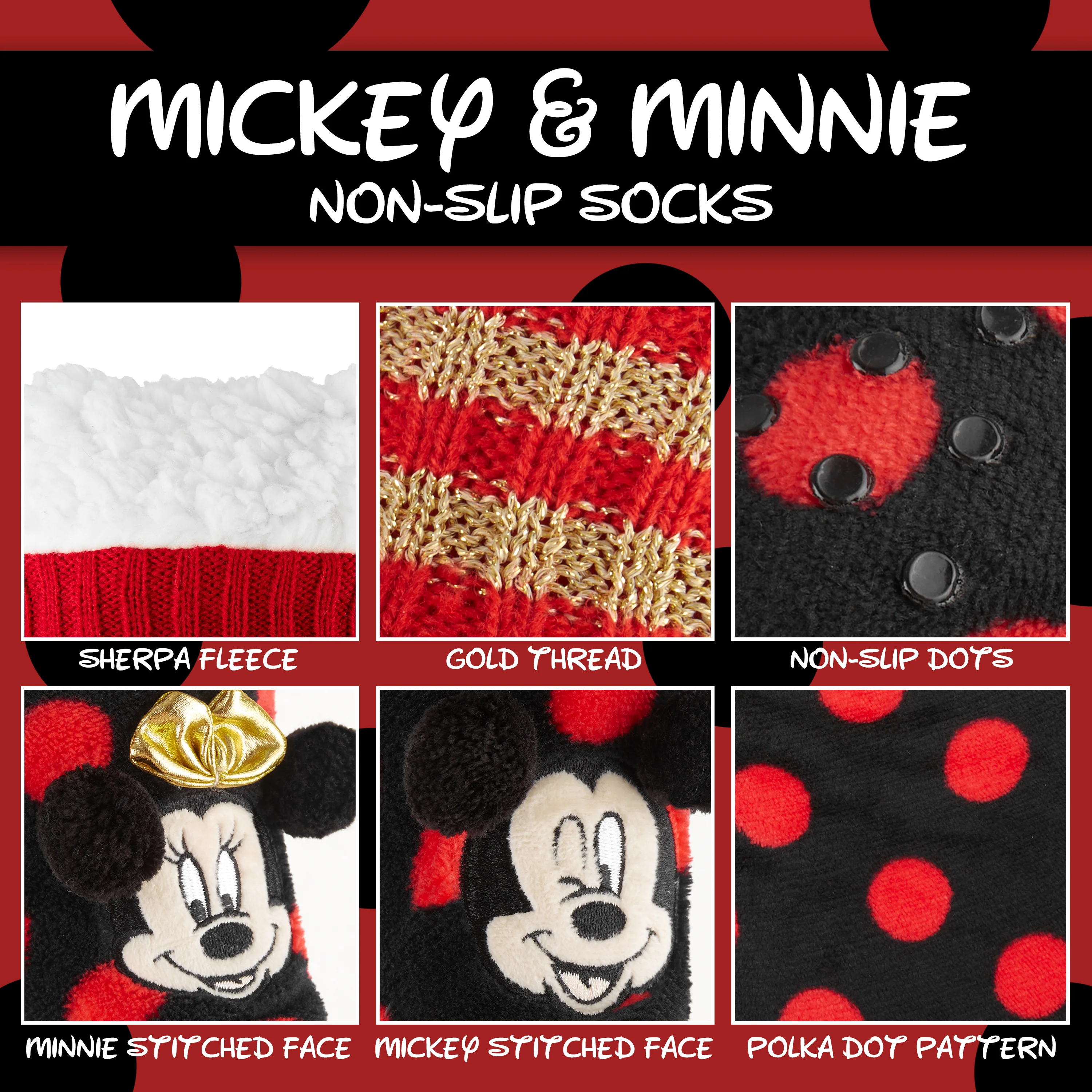 Disney Sock Slippers for Women and Teenagers Fleece Non Slip One Size Minnie Mouse Gifts for Women - Image 6