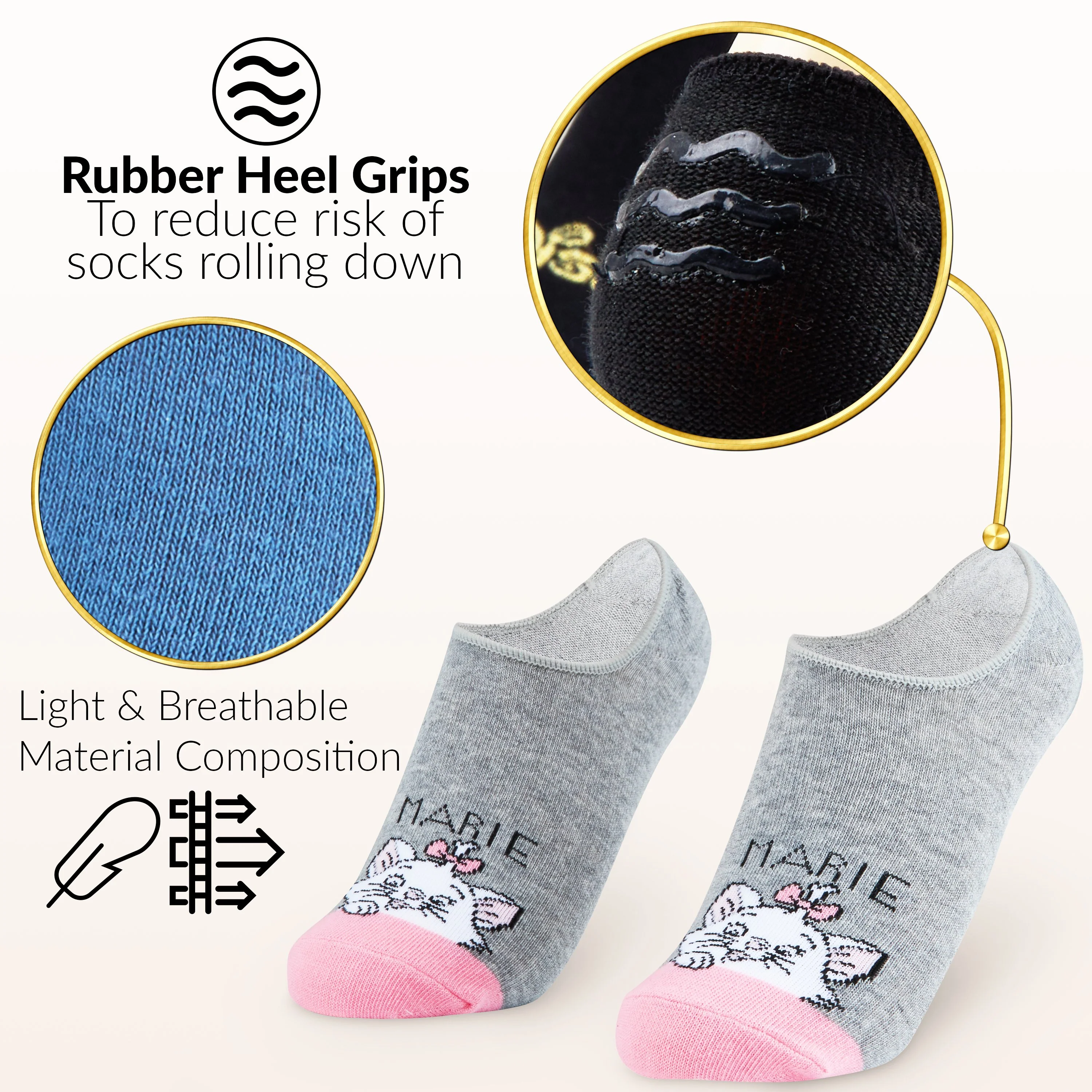 Disney Socks Girls No Show Socks Pack of5, Liner Socks Low Cut, Disney Gifts - Image 3