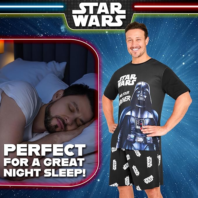 Disney Star Wars Mens Pyjamas Set Short PJs Soft Breathable Nightwear Loungewear - Image 3
