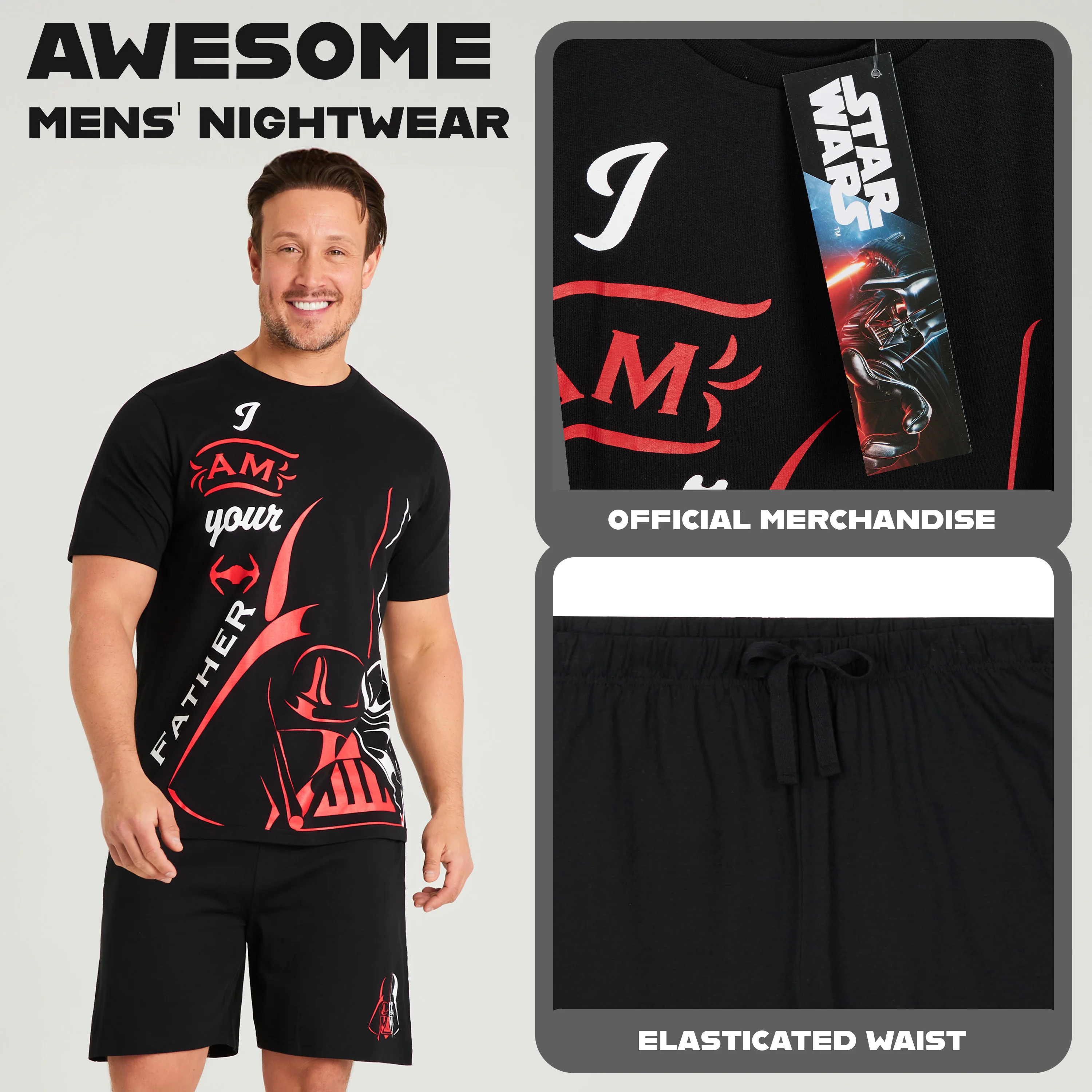Disney Star Wars Mens Short Pyjamas Set, Comfy Loungewear - Dad Gifts - Image 4