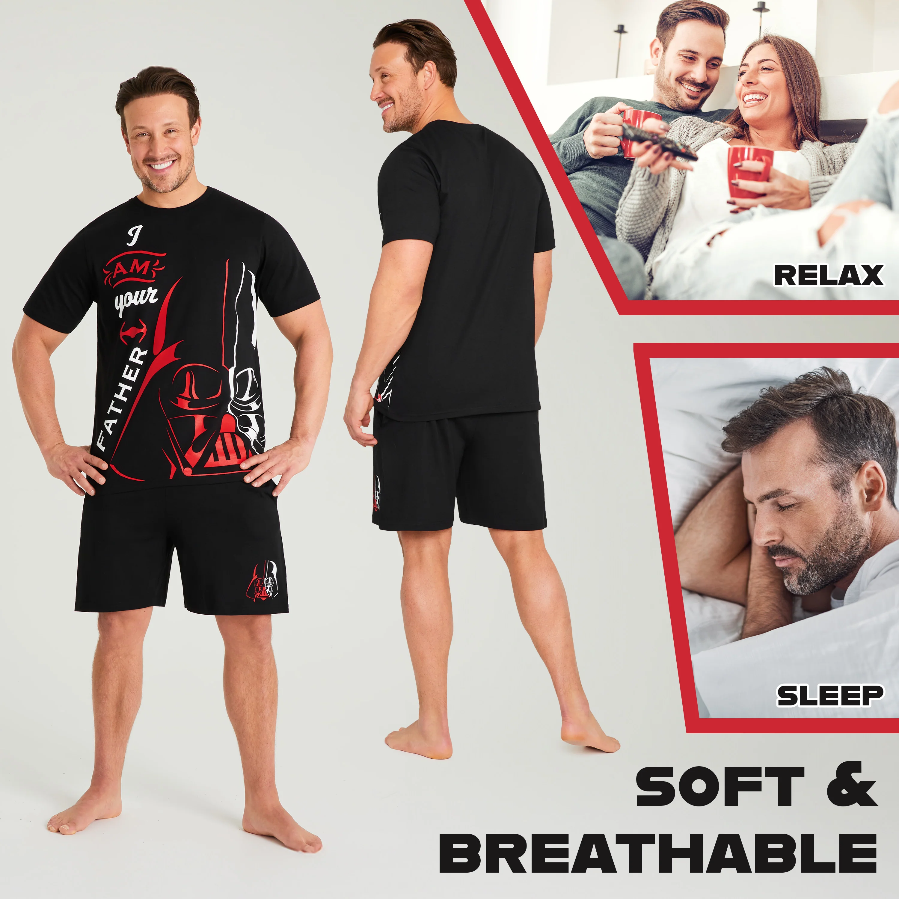 Disney Star Wars Mens Short Pyjamas Set, Comfy Loungewear - Dad Gifts - Image 5