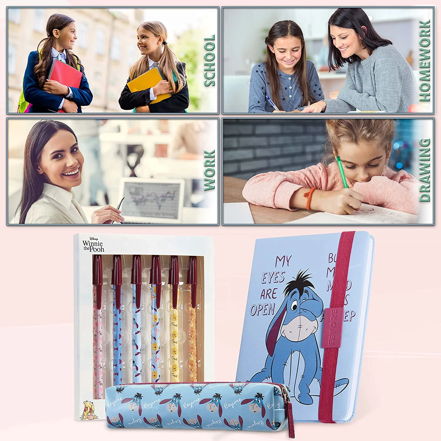 Disney Stationery Set - Eeyore Notebook, Pens & Pencil Case Set - Image 7