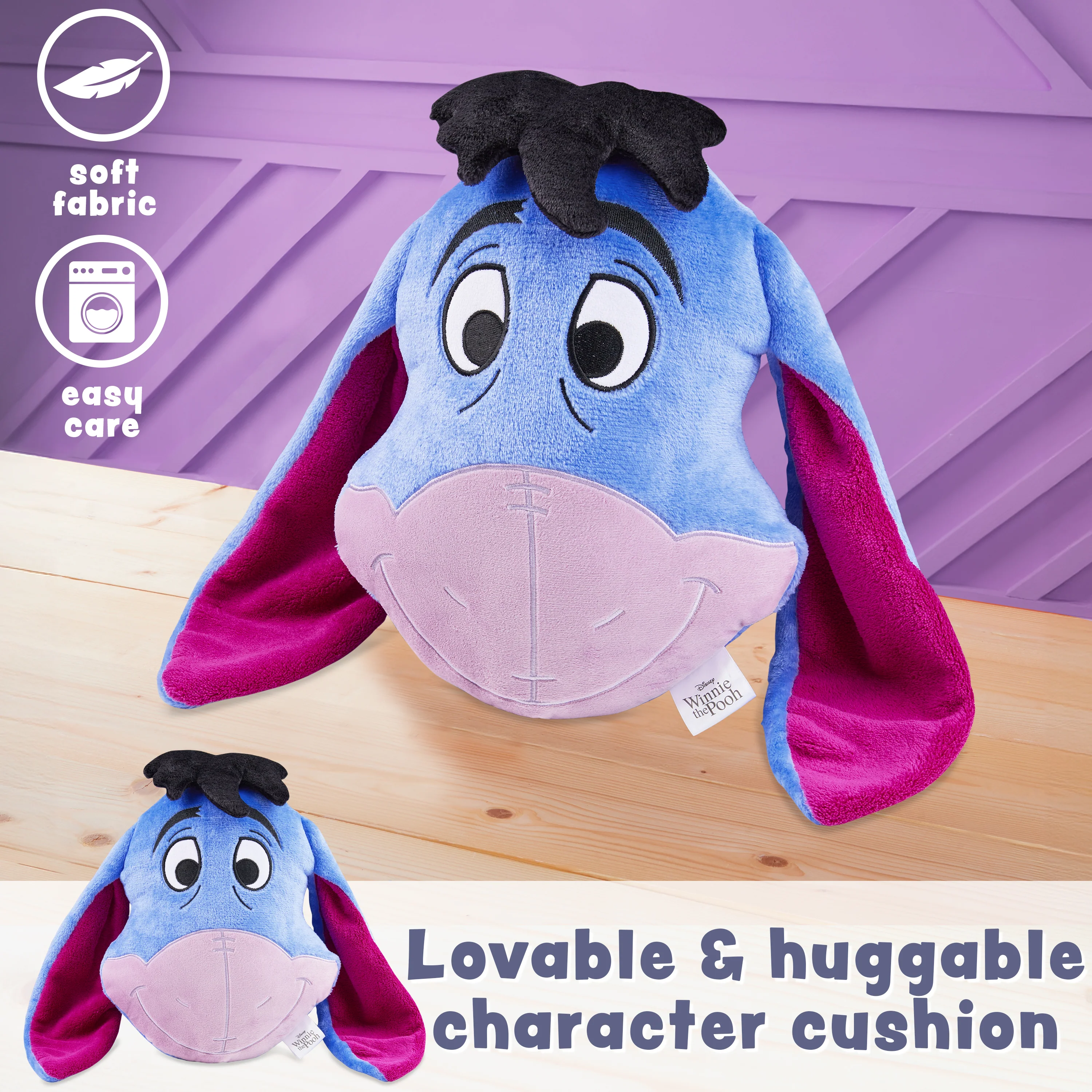 Disney Stitch 3D Plush Pillow Cushion for Sofa or Bed, Cute Kids Cuddle Cushion Soft Plushie Bedroom Accessories, Stitch Gifts for Kids (Blue Eeyore, L39 x W30) - Image 6
