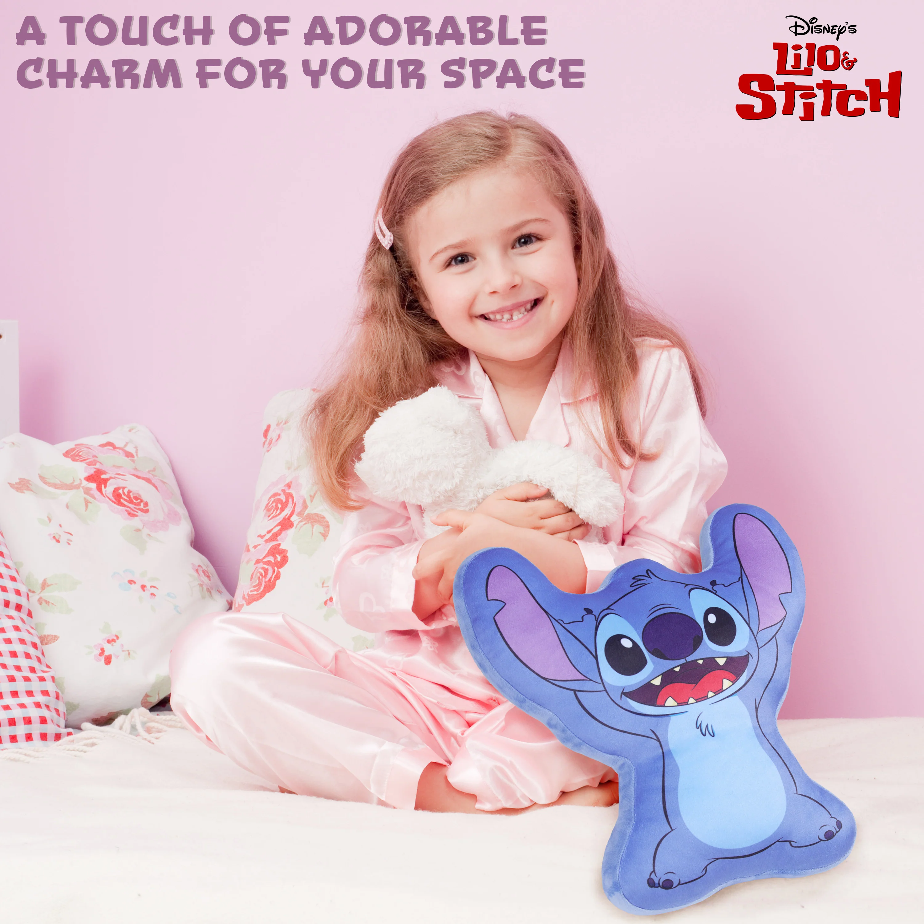 Disney Stitch 3D Plush Pillow Cushion for Sofa or Bed, Cute Kids Cuddle Cushion Soft Plushie Bedroom Accessories, Stitch Gifts for Kids (Blue Stitch, L34 x W32) - Image 5