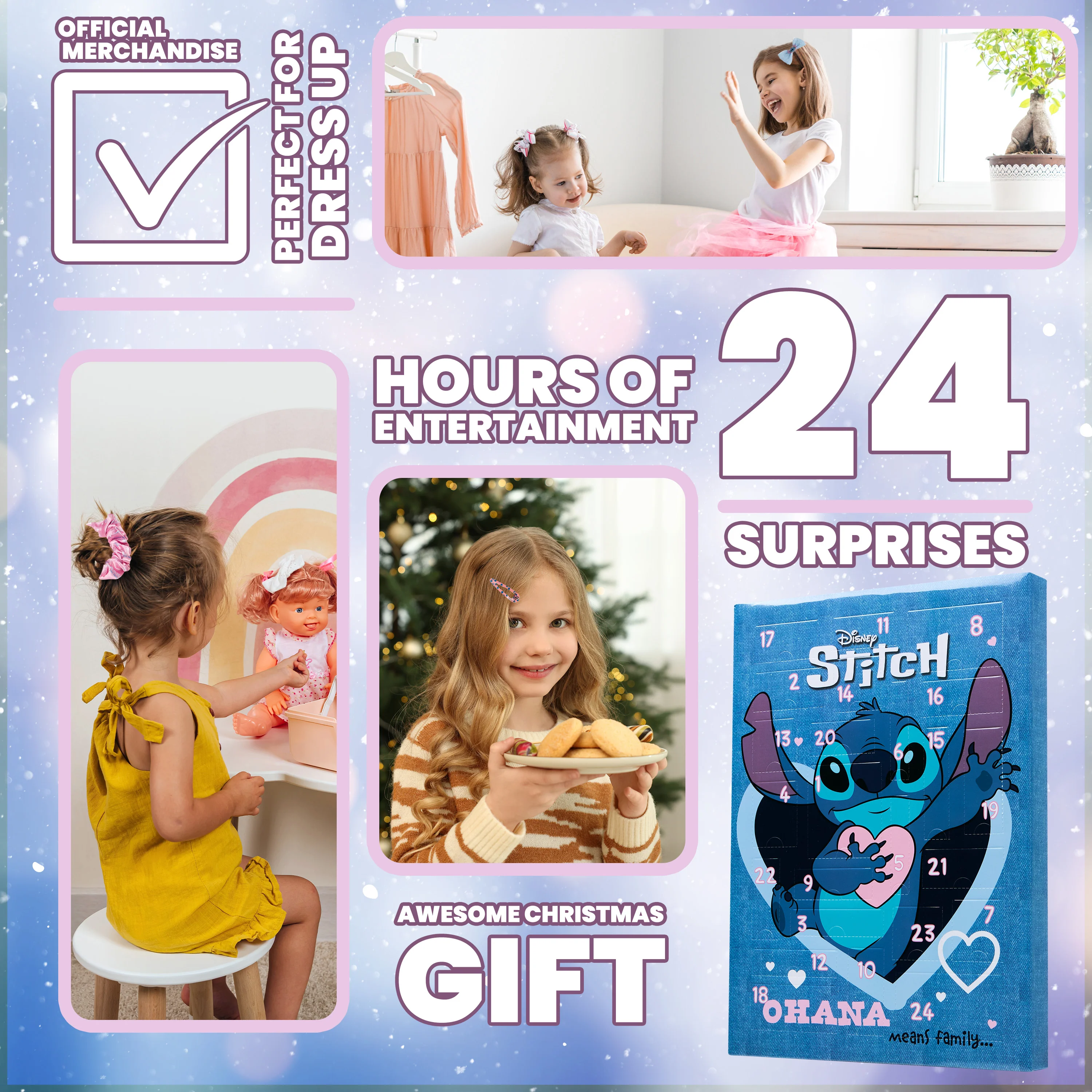 Disney Stitch Advent Calendar 2025, Girls Hair Accessories Countdown Calendar (Blue) - Image 3