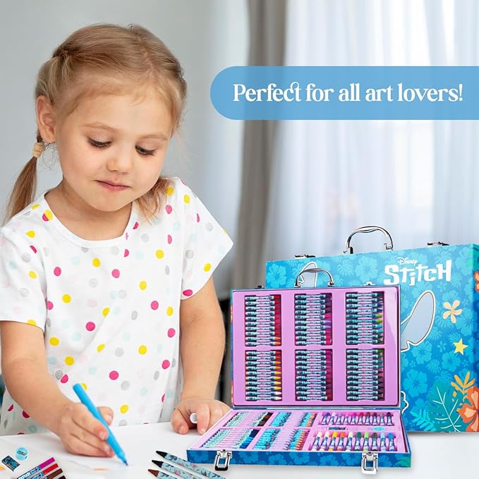 Disney Stitch Art Set for Kids 130+ Pieces Colouring Pencils Colouring Crayons Art Supplies - Image 5