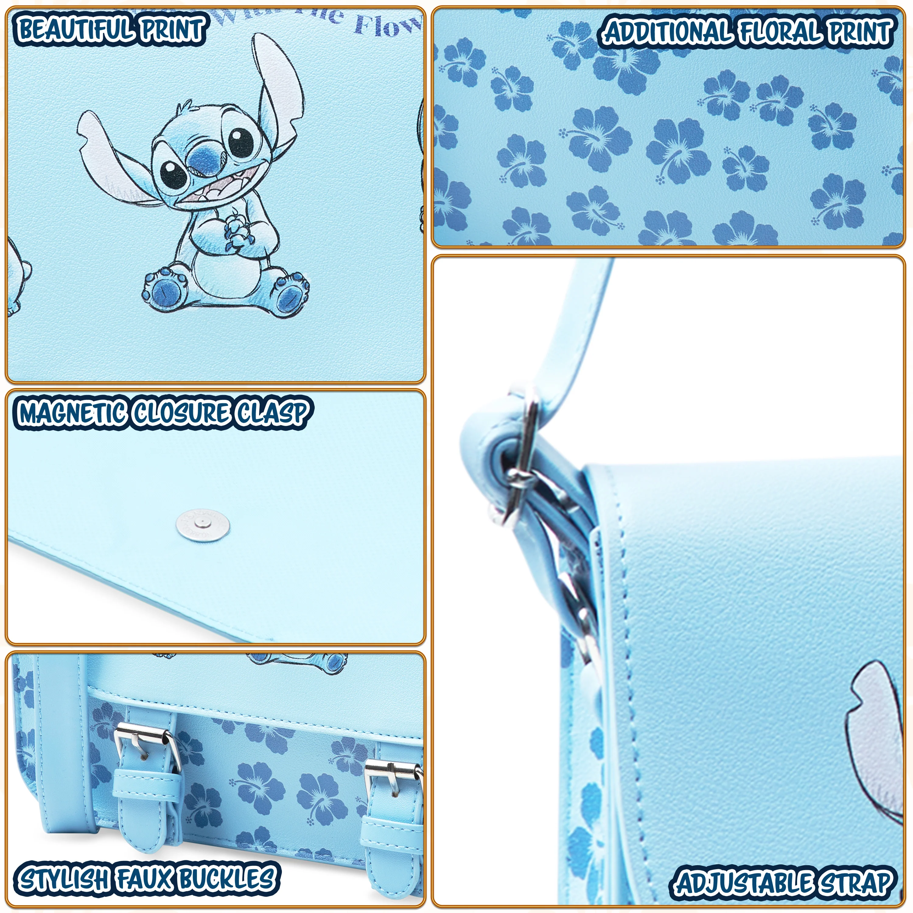 Disney Stitch Crossbody Bag for Girls Teens Shoulder Bag Long Strap Stitch Gifts - Image 6