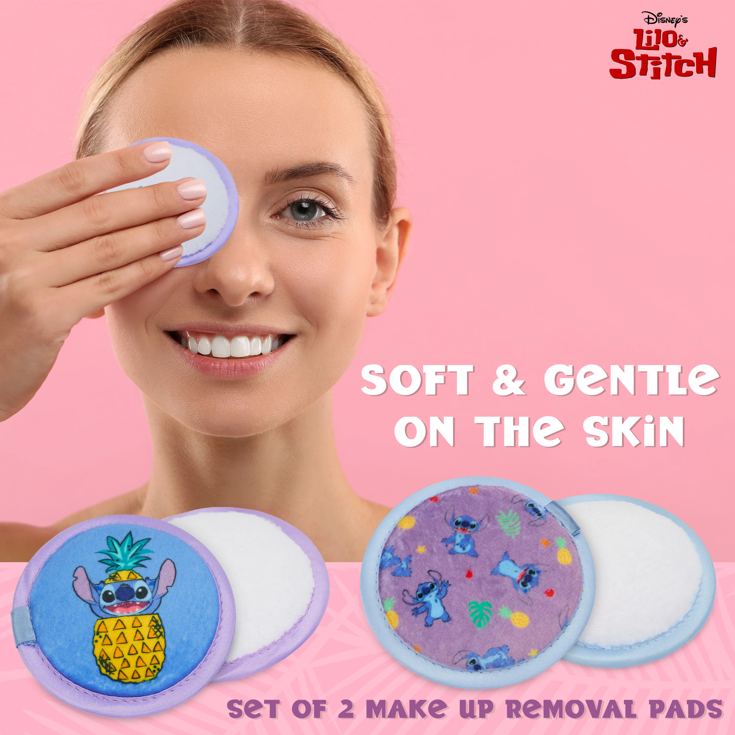 Disney Stitch Beauty Accessories Set with Beauty Sponge, Reusable Makeup Remover Pads & Travel Hairbrush - Stitch Gifts - Image 4