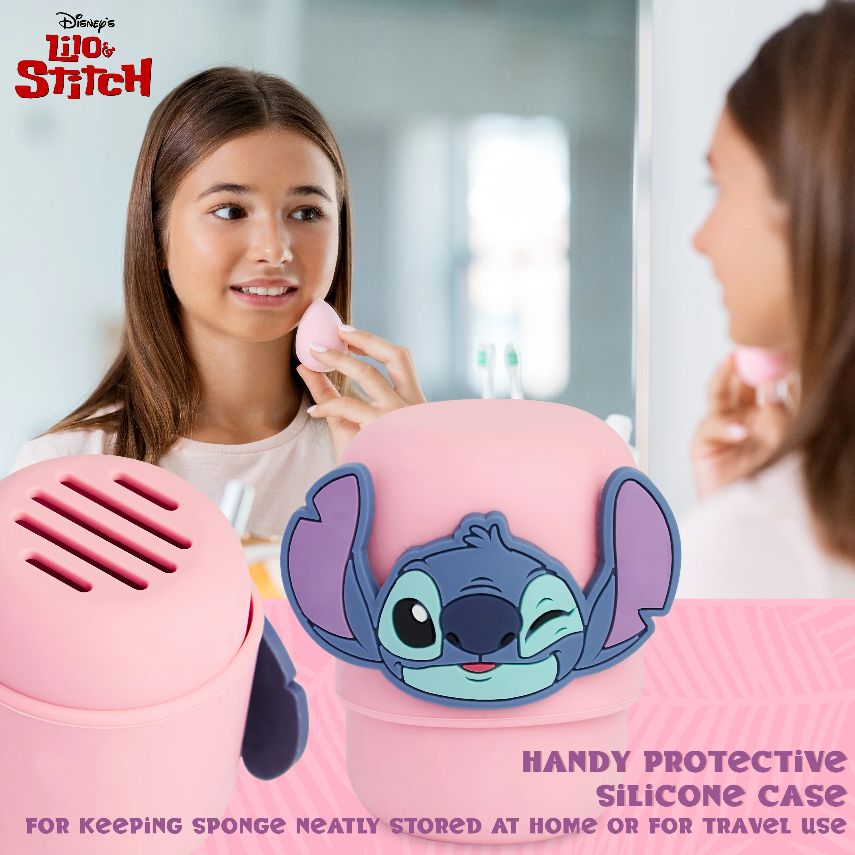 Disney Stitch Beauty Accessories Set with Beauty Sponge, Reusable Makeup Remover Pads & Travel Hairbrush - Stitch Gifts - Image 6