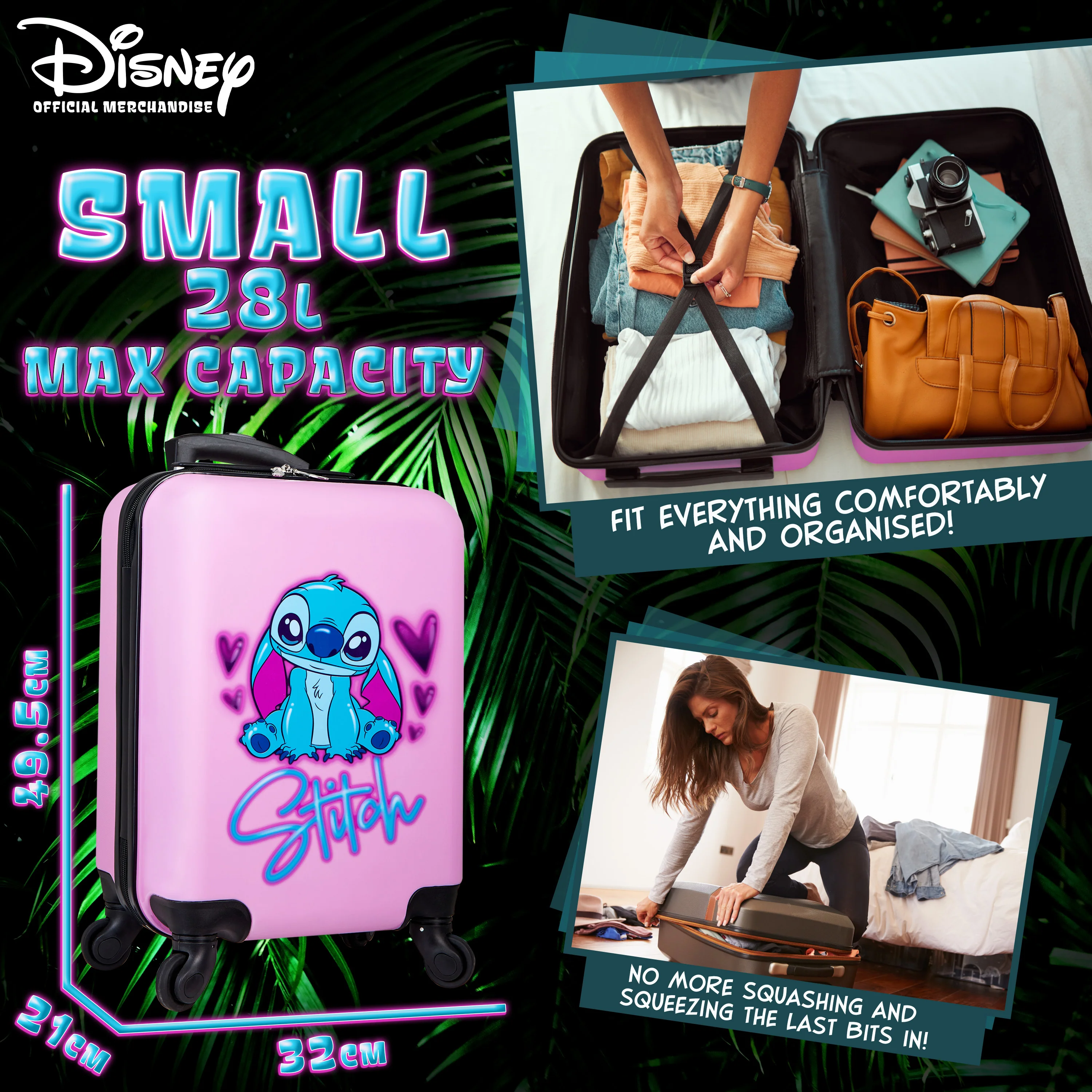 Disney Stitch Carry On Travel Bag - Pink Stitch Small - Image 4